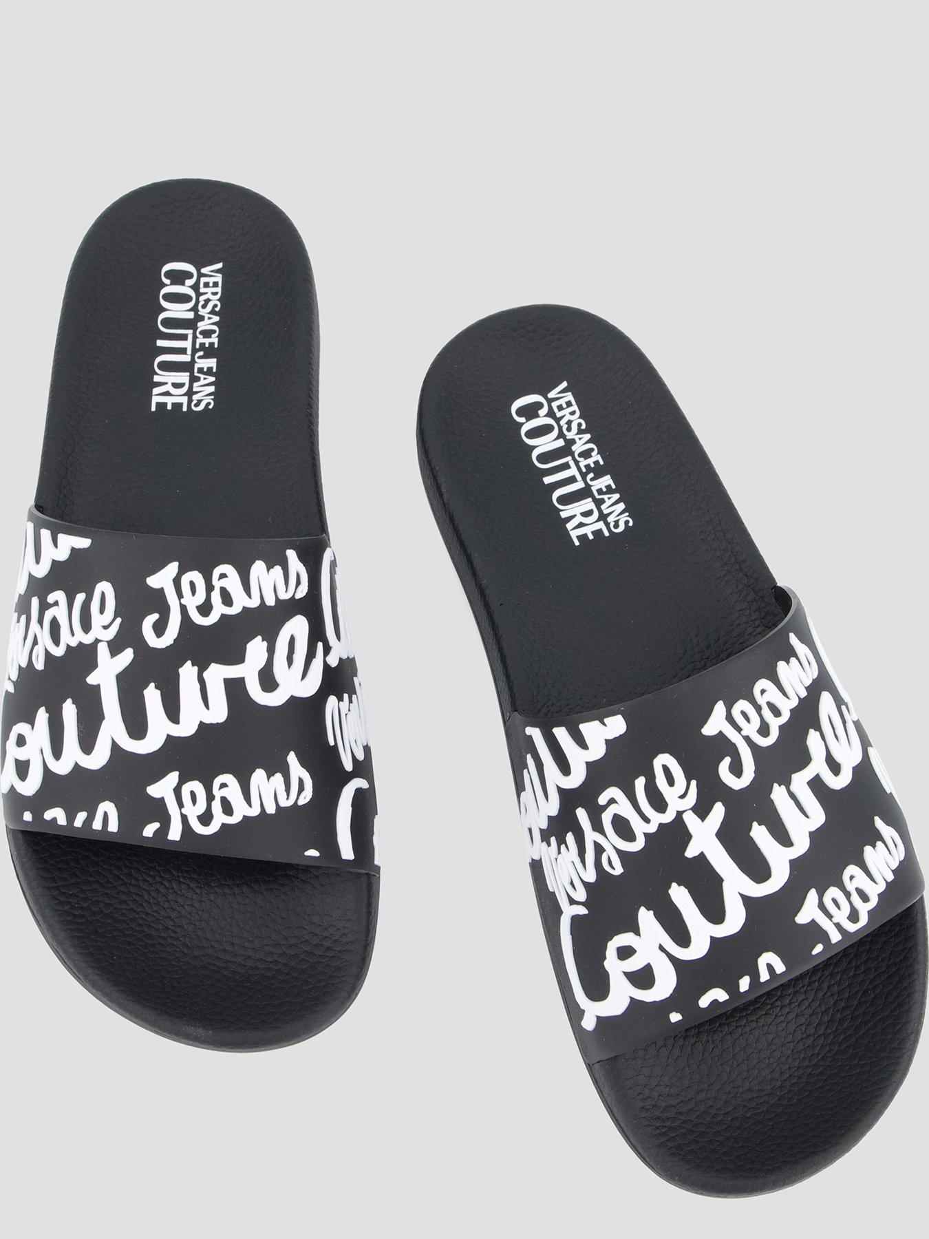 Image 3 of 7 of Versace Jeans Couture Glitter Logo Slider - Black