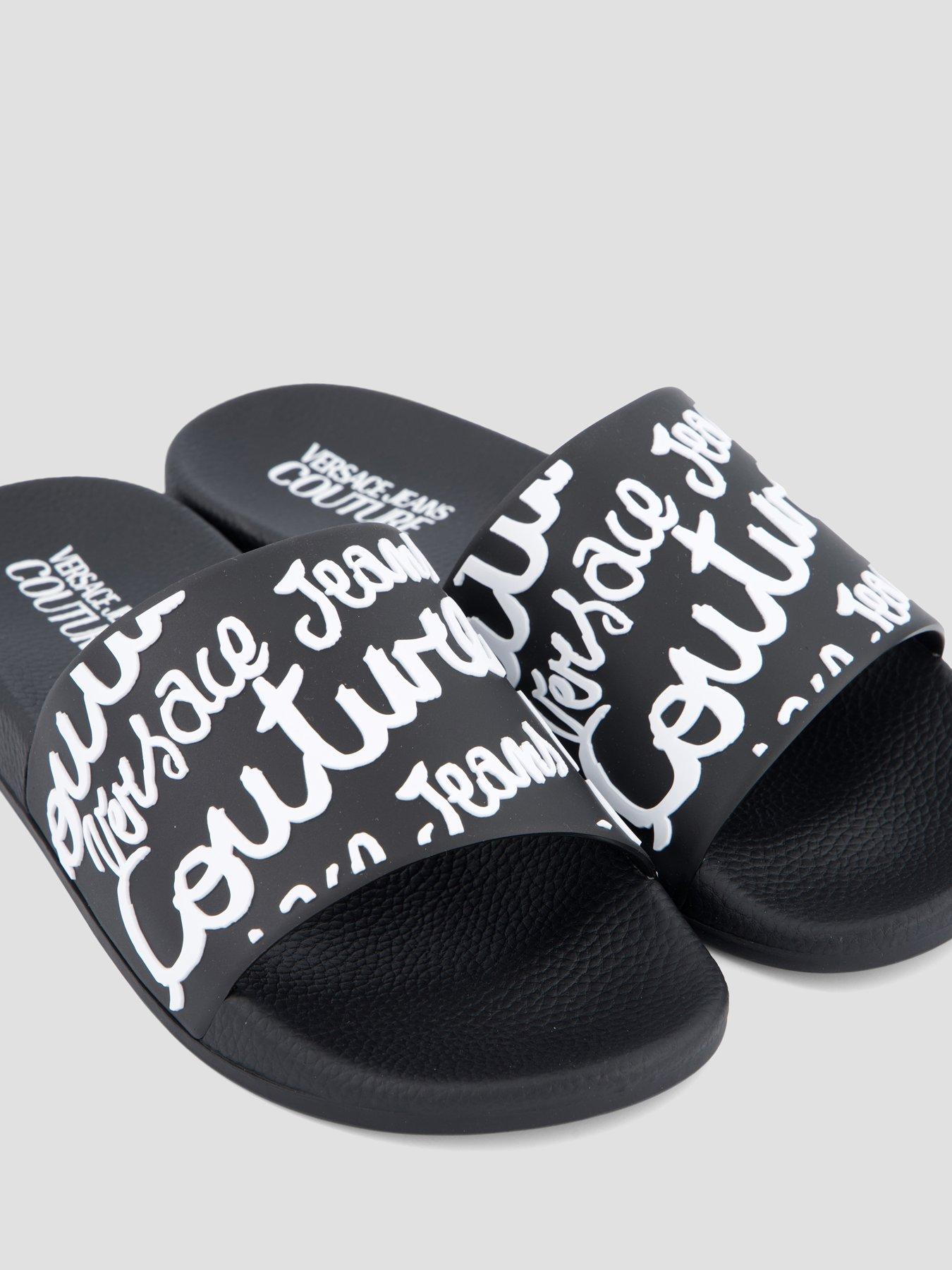 Image 5 of 7 of Versace Jeans Couture Glitter Logo Slider - Black