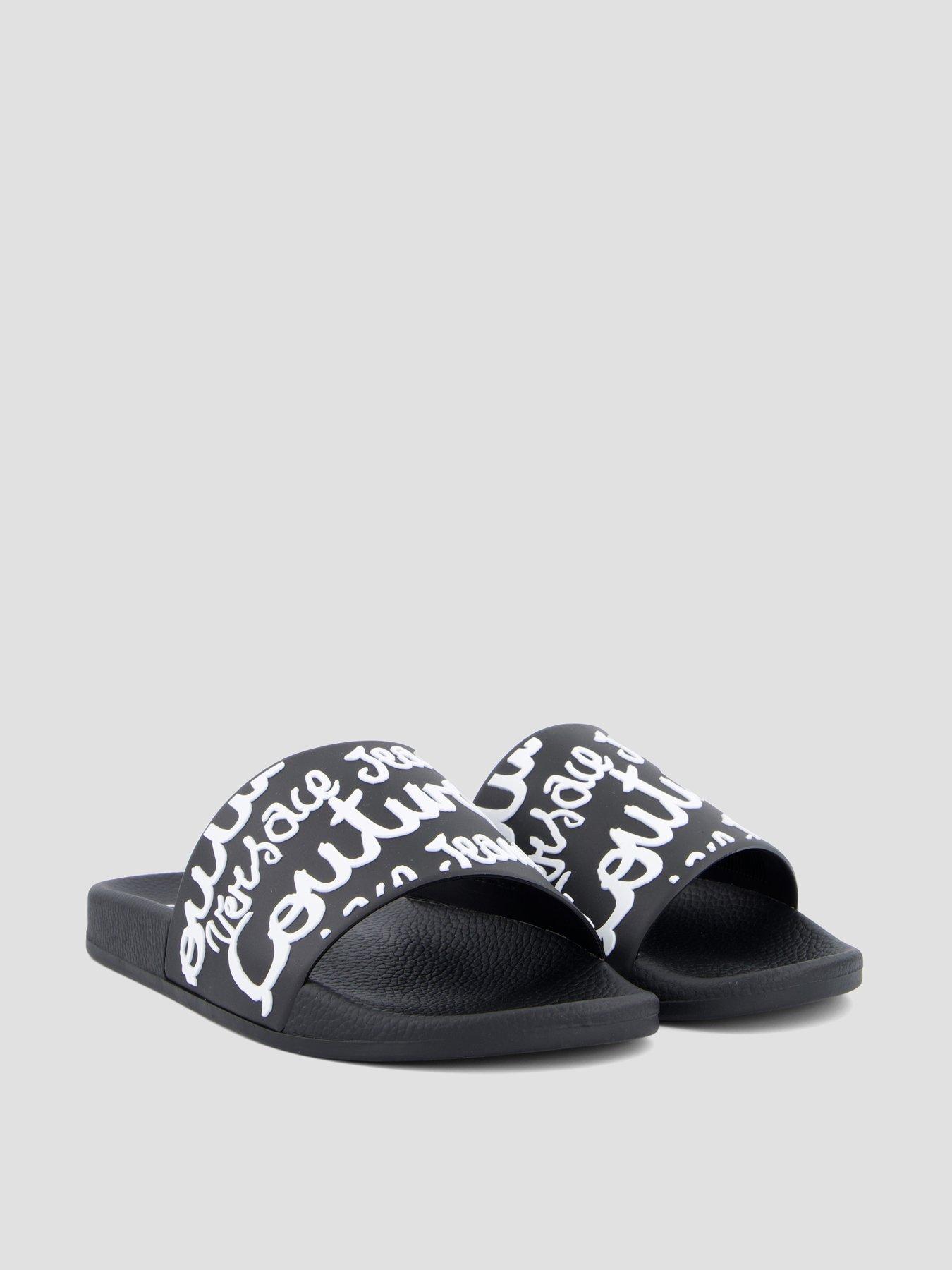 Image 6 of 7 of Versace Jeans Couture Glitter Logo Slider - Black