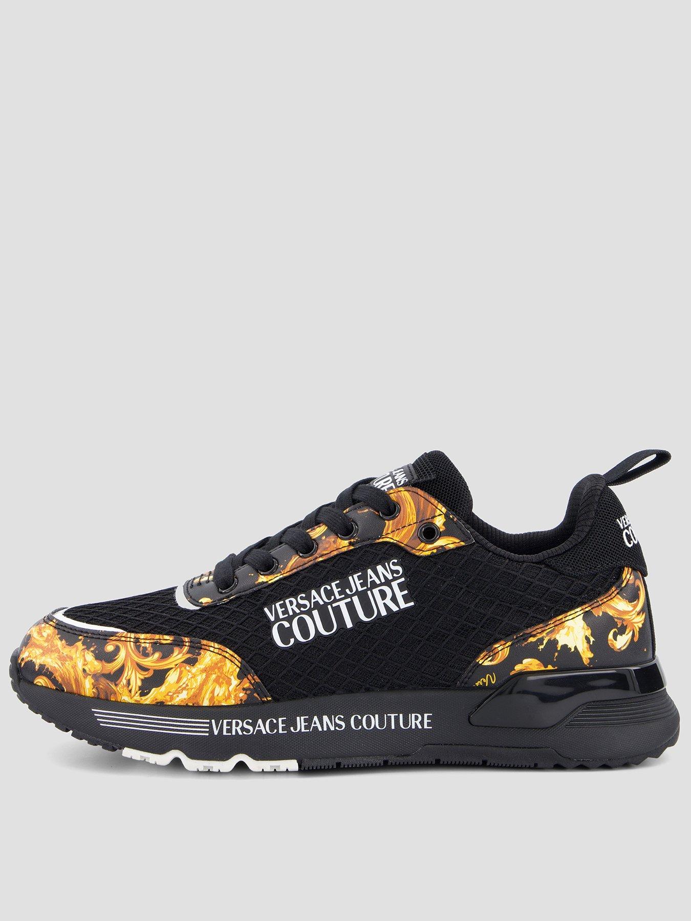 Versace Jeans Couture Baroque Print Mesh Runner Trainers - Black