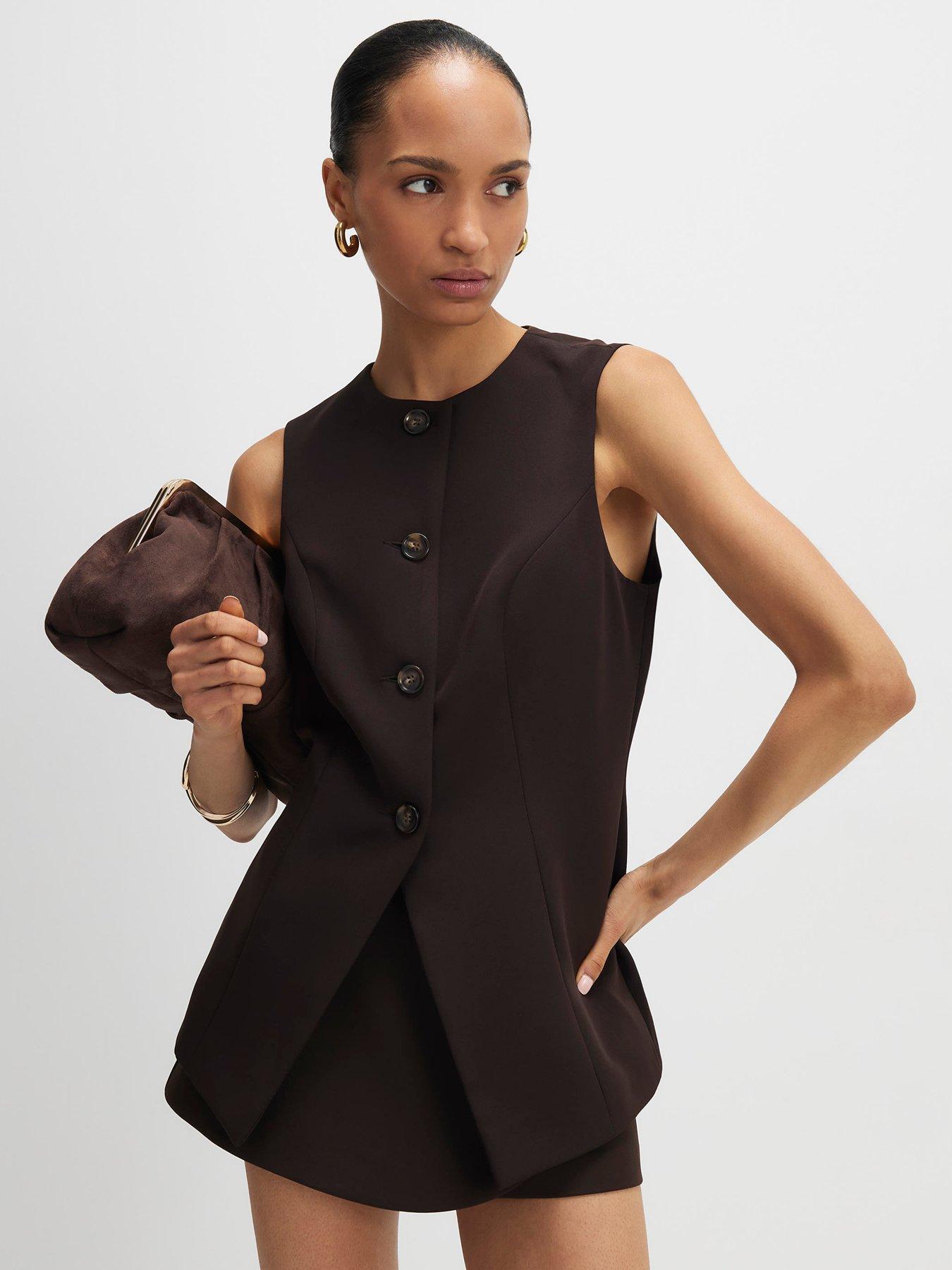 river-island-brown-longline-tailored-waistcoat-brownfront