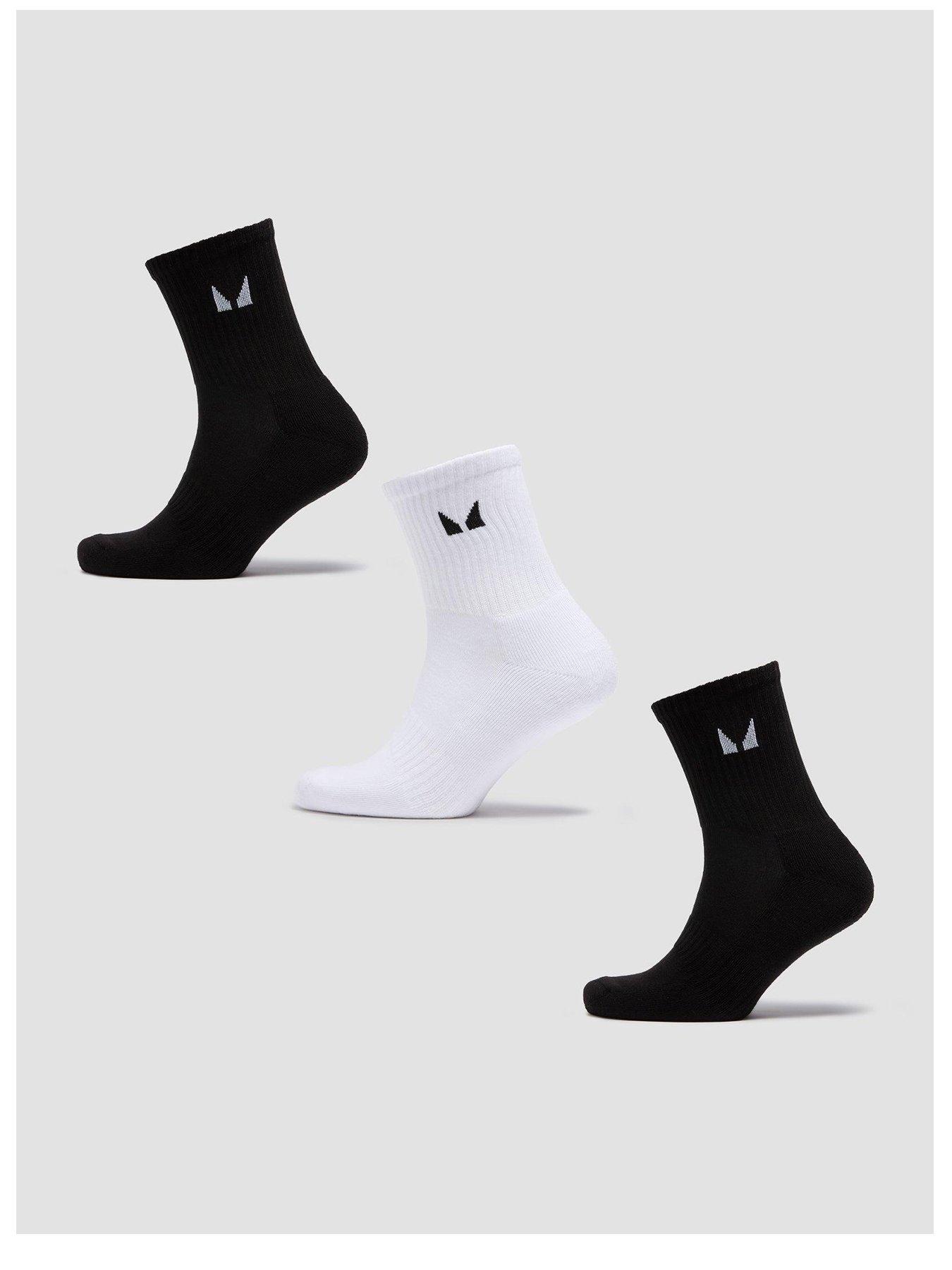 Image 1 of 5 of MyProtein Unisex Crew Socks (3 Pack) - Black/White