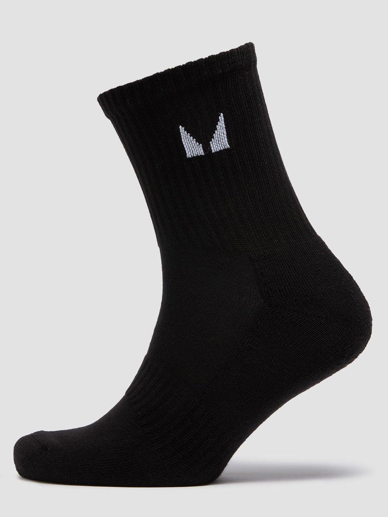 Image 2 of 5 of MyProtein Unisex Crew Socks (3 Pack) - Black/White