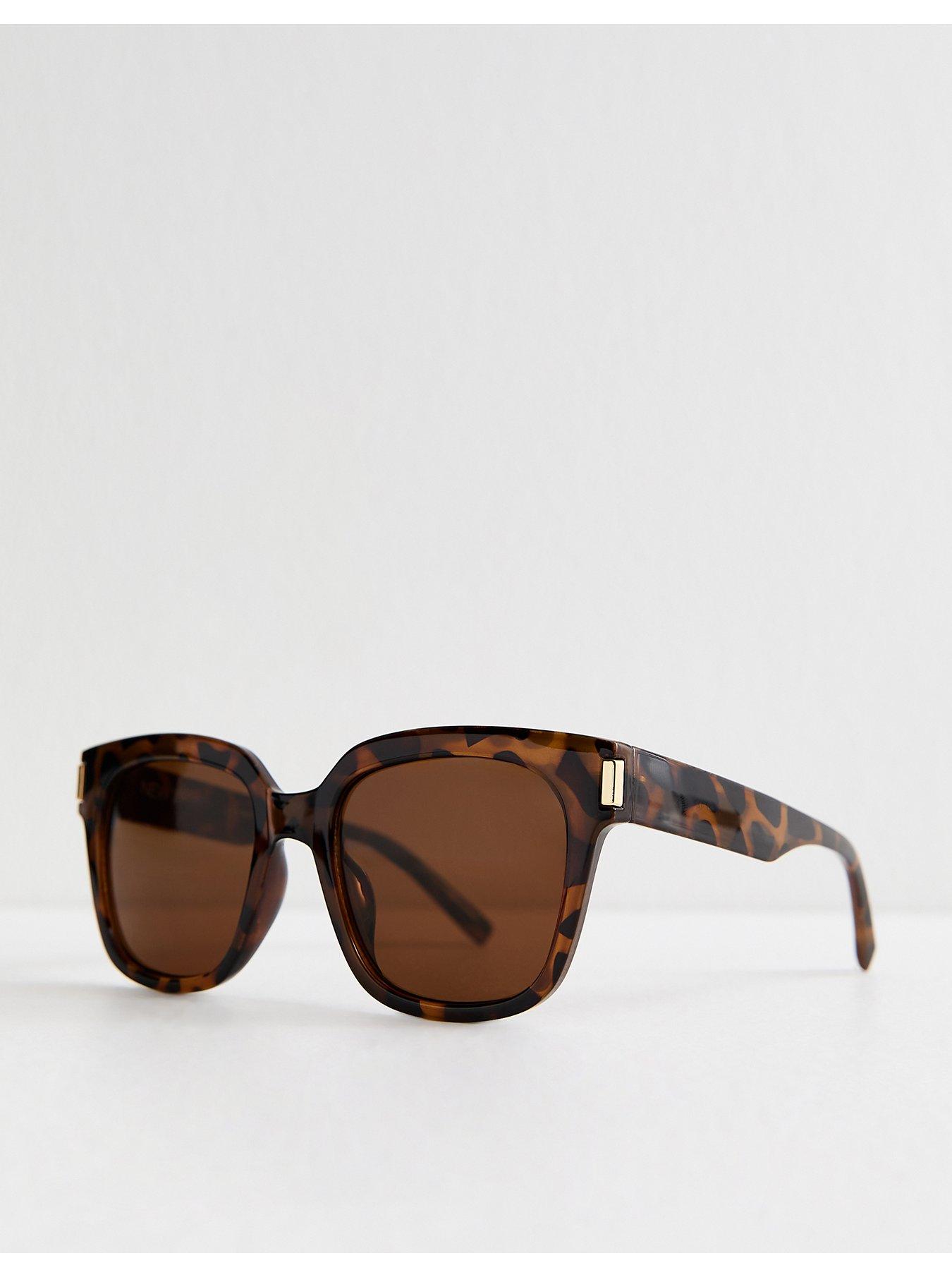 New Look Tortoise Effect D Frame Sunglasses - Brown