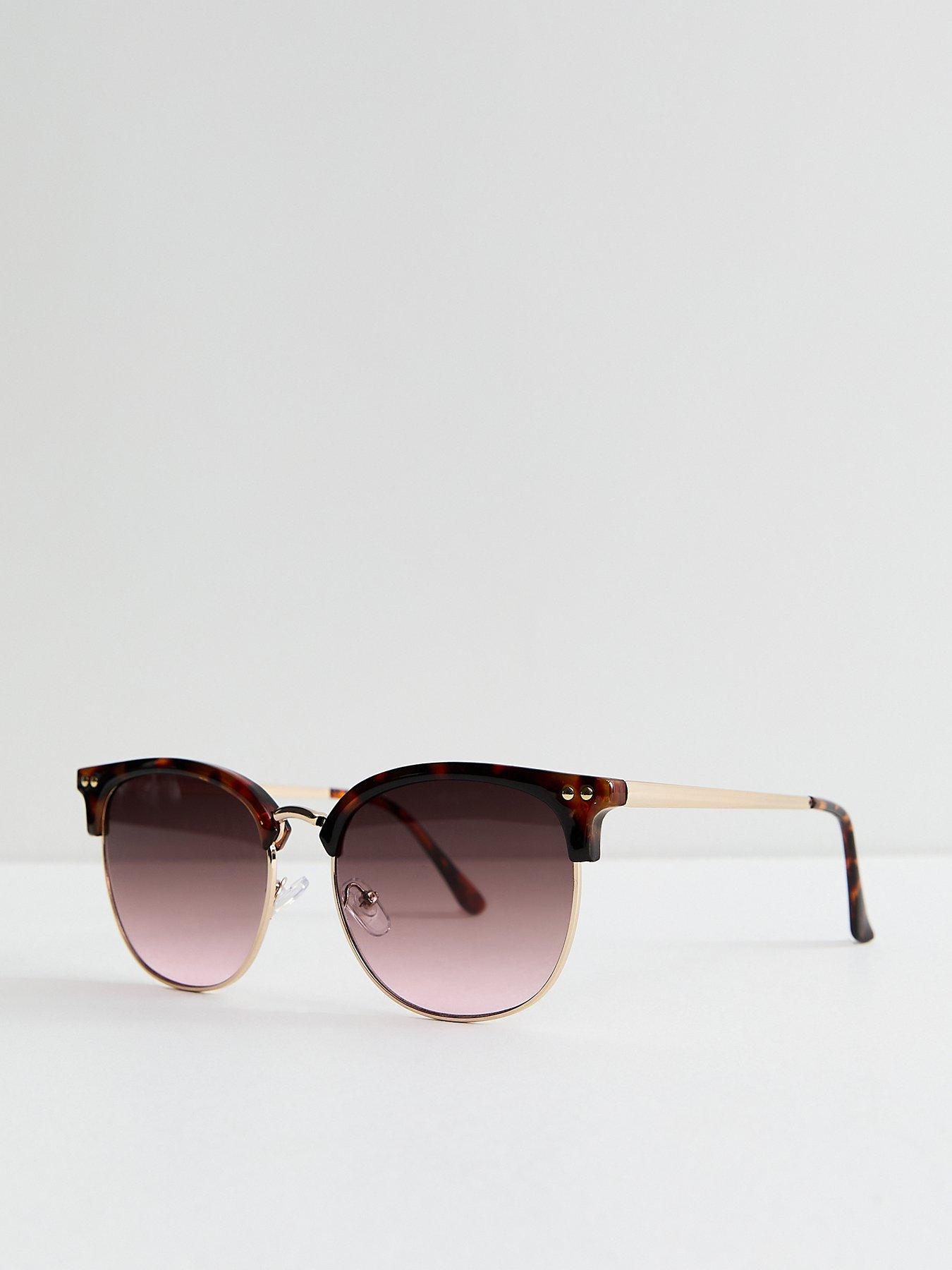 New Look Tortoiseshell Effect Round Frame Sunglasses - Brown