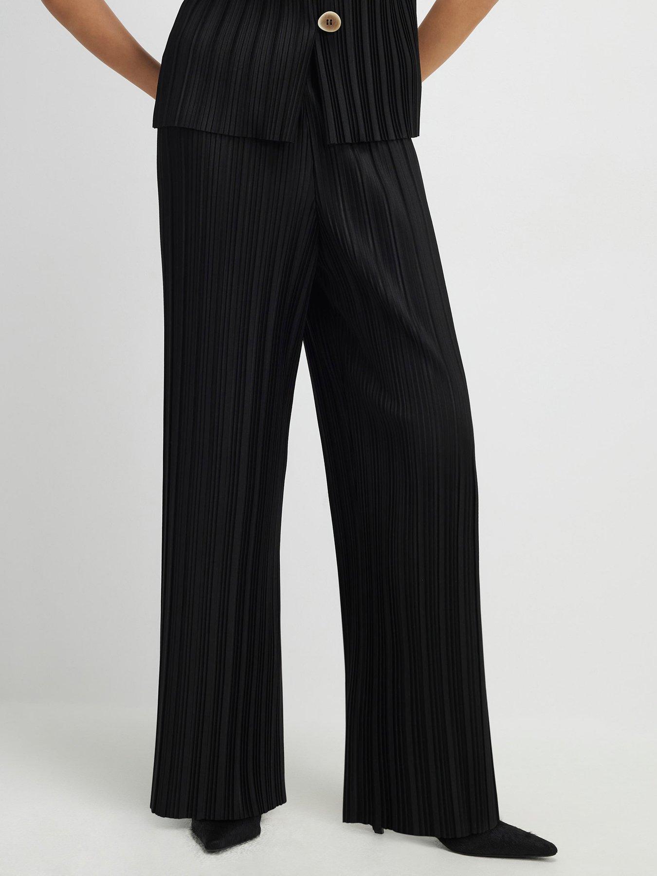 River Island Black Plisse Wide Leg Trouser Co-ord