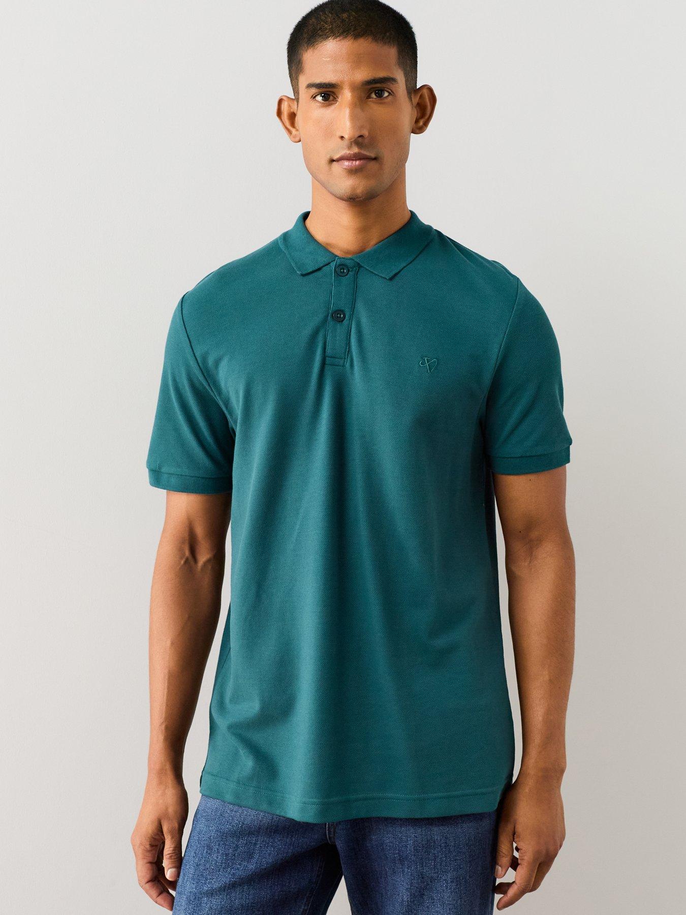 The Very Collection Short Sleeve Pique Polo Shirt - Teal Blue