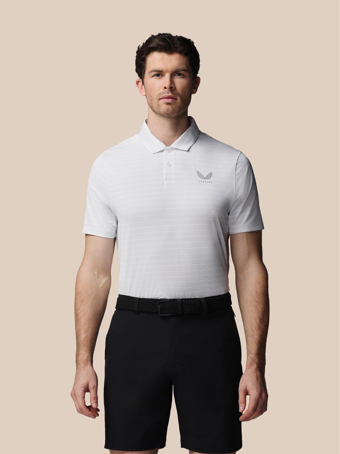 Image 1 of 7 of Castore Mens Striped Polo- White
