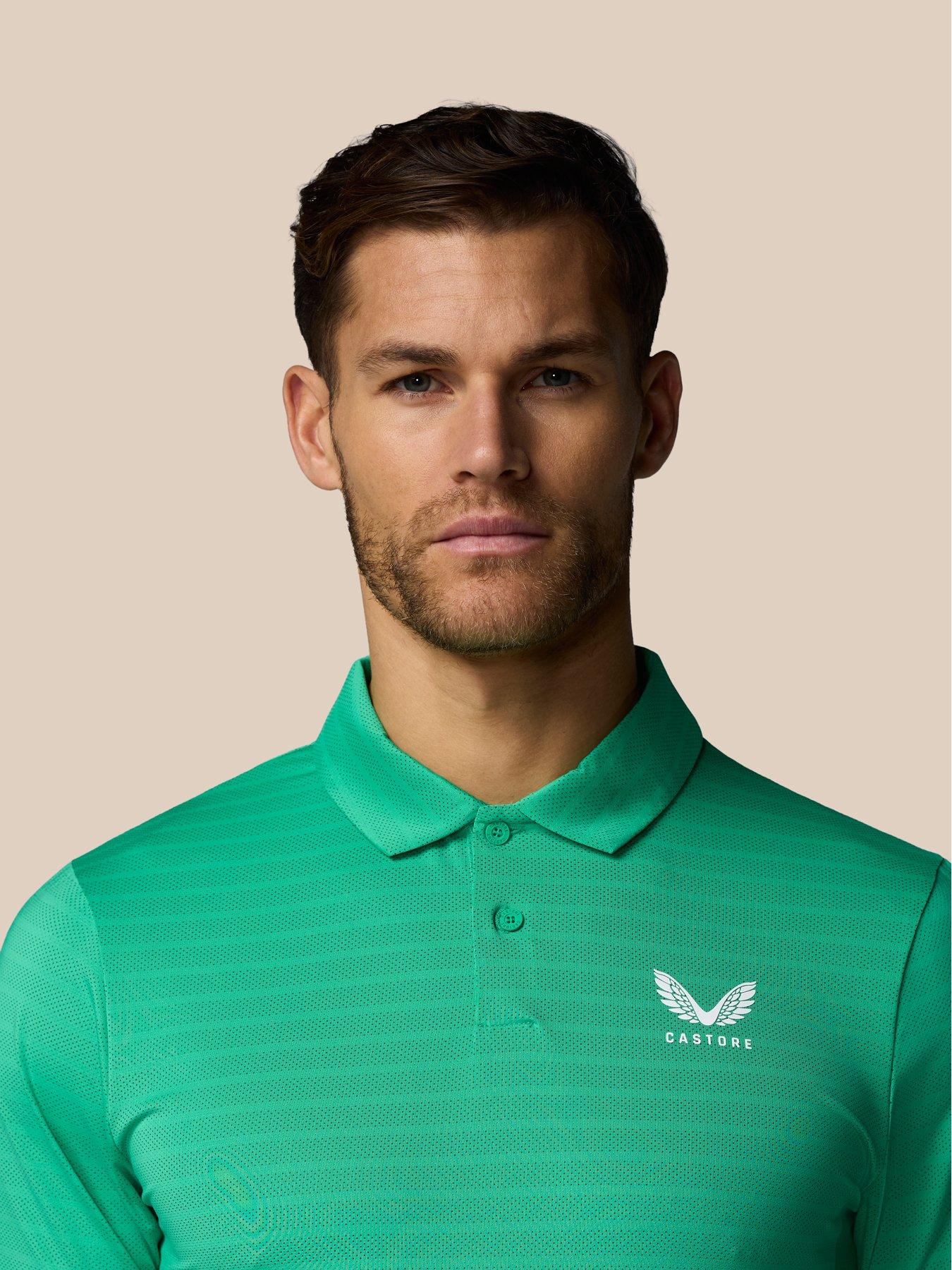 Image 4 of 7 of Castore Mens Striped Polo- Green