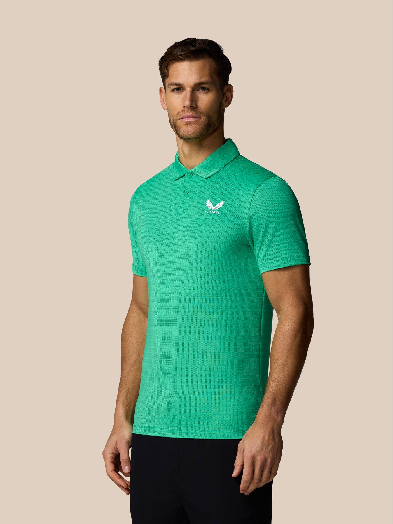 Image 5 of 7 of Castore Mens Striped Polo- Green