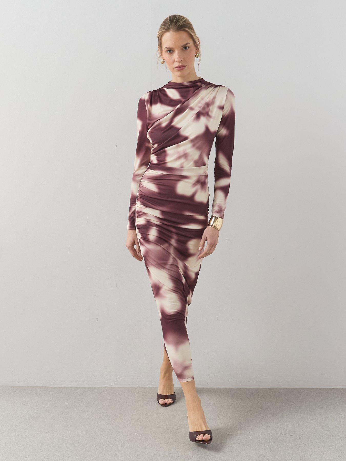 Image 3 of 6 of The Very Collection Ruched Midi Dress - Multi