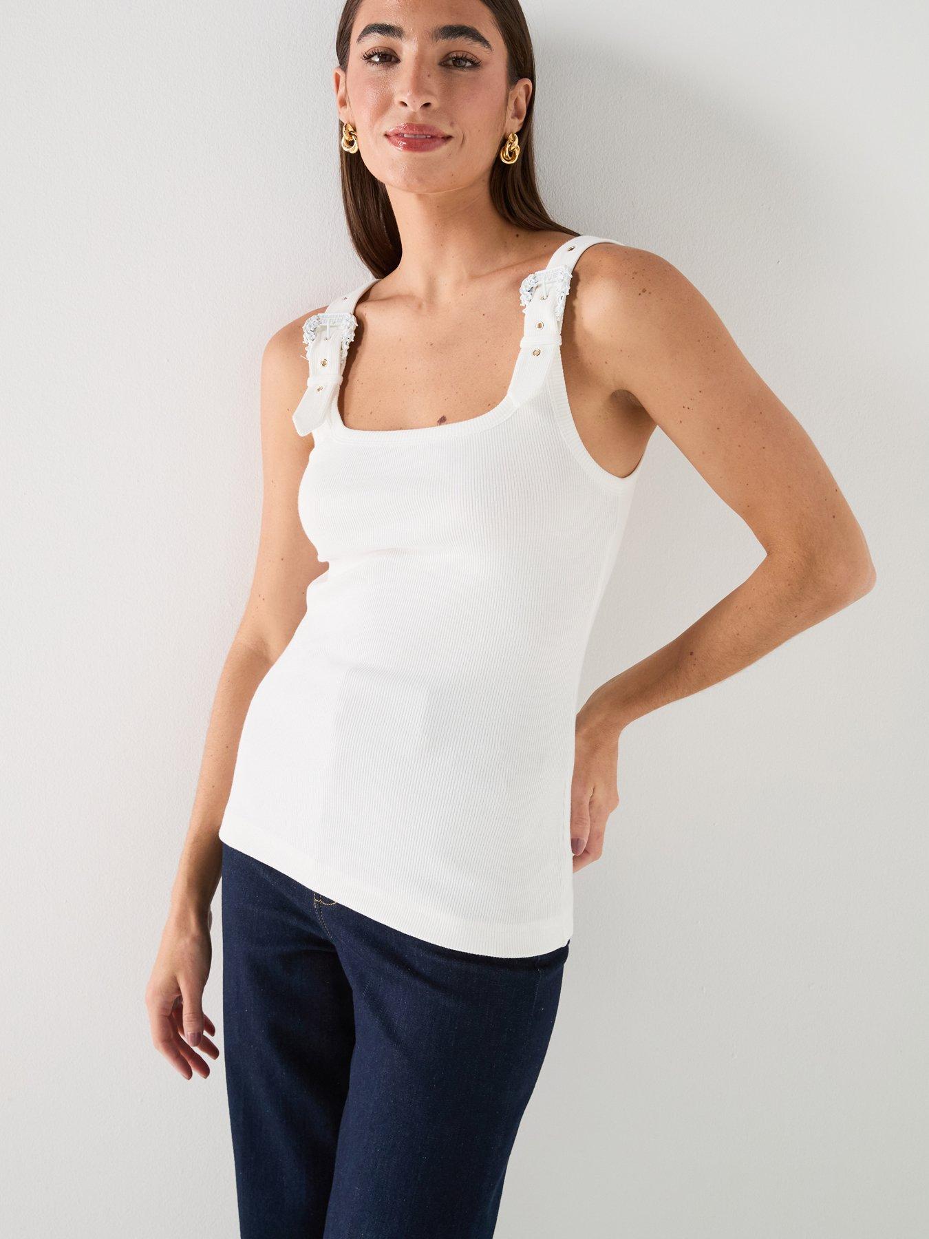 Versace Jeans Couture Buckle Strap Vest Top - Cream