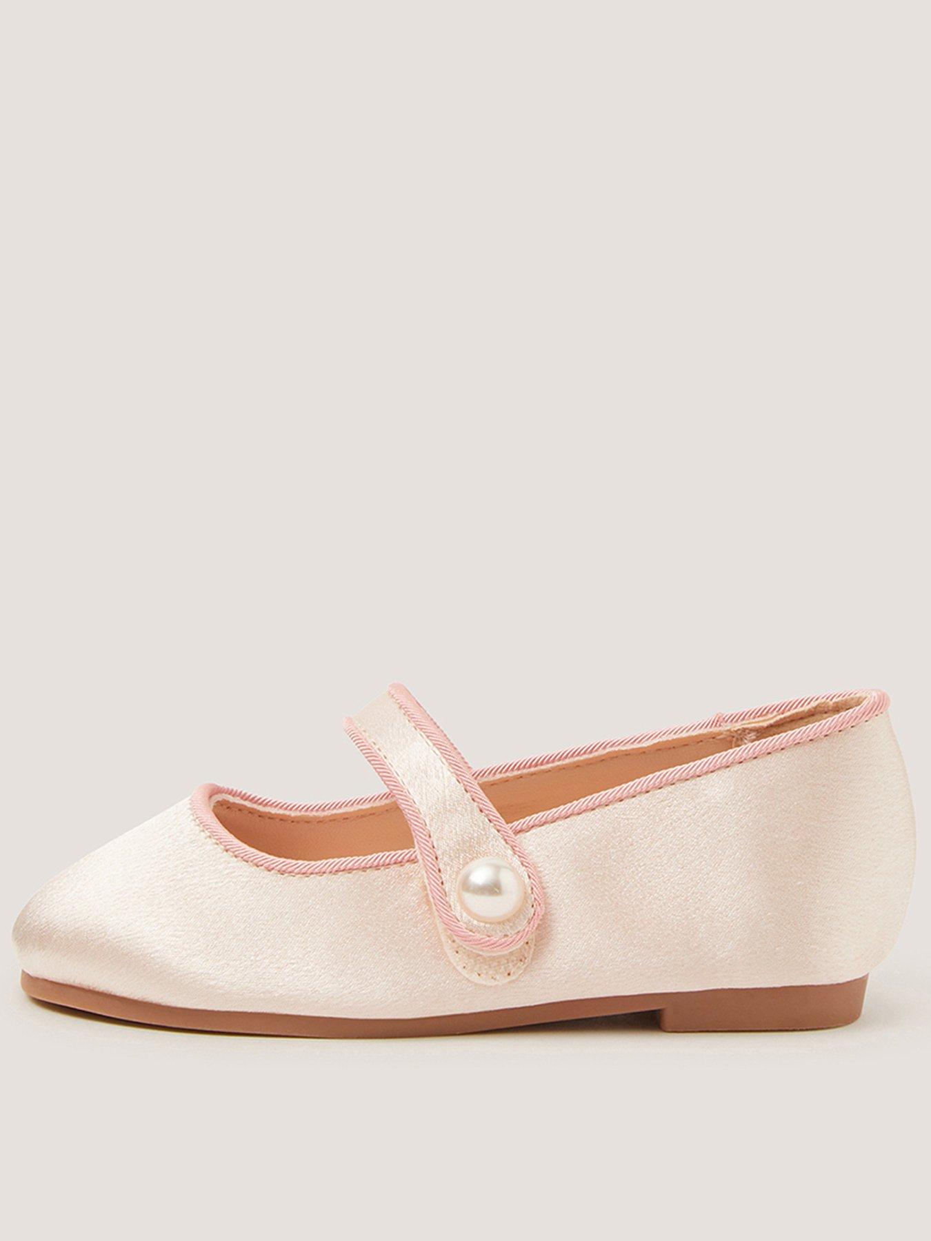 Monsoon Baby Girls Satin Pearl Walker Shoes - Light Cream