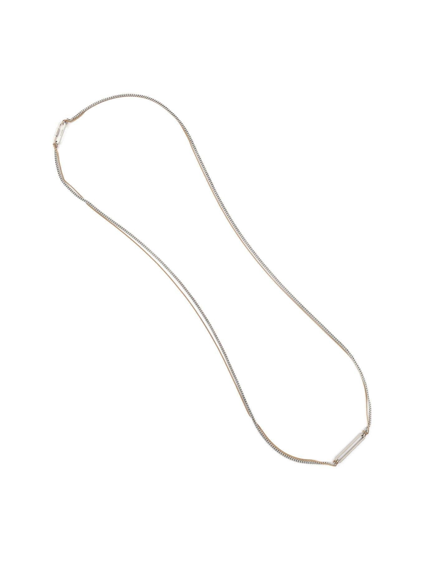 Image 2 of 4 of AllSaints Crystal Multi Chain Long Station Necklace - Silver