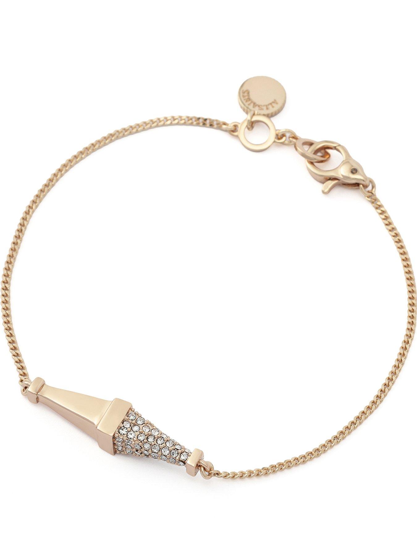 Image 1 of 4 of AllSaints Pave Double Spike Linear Bracelet - Gold