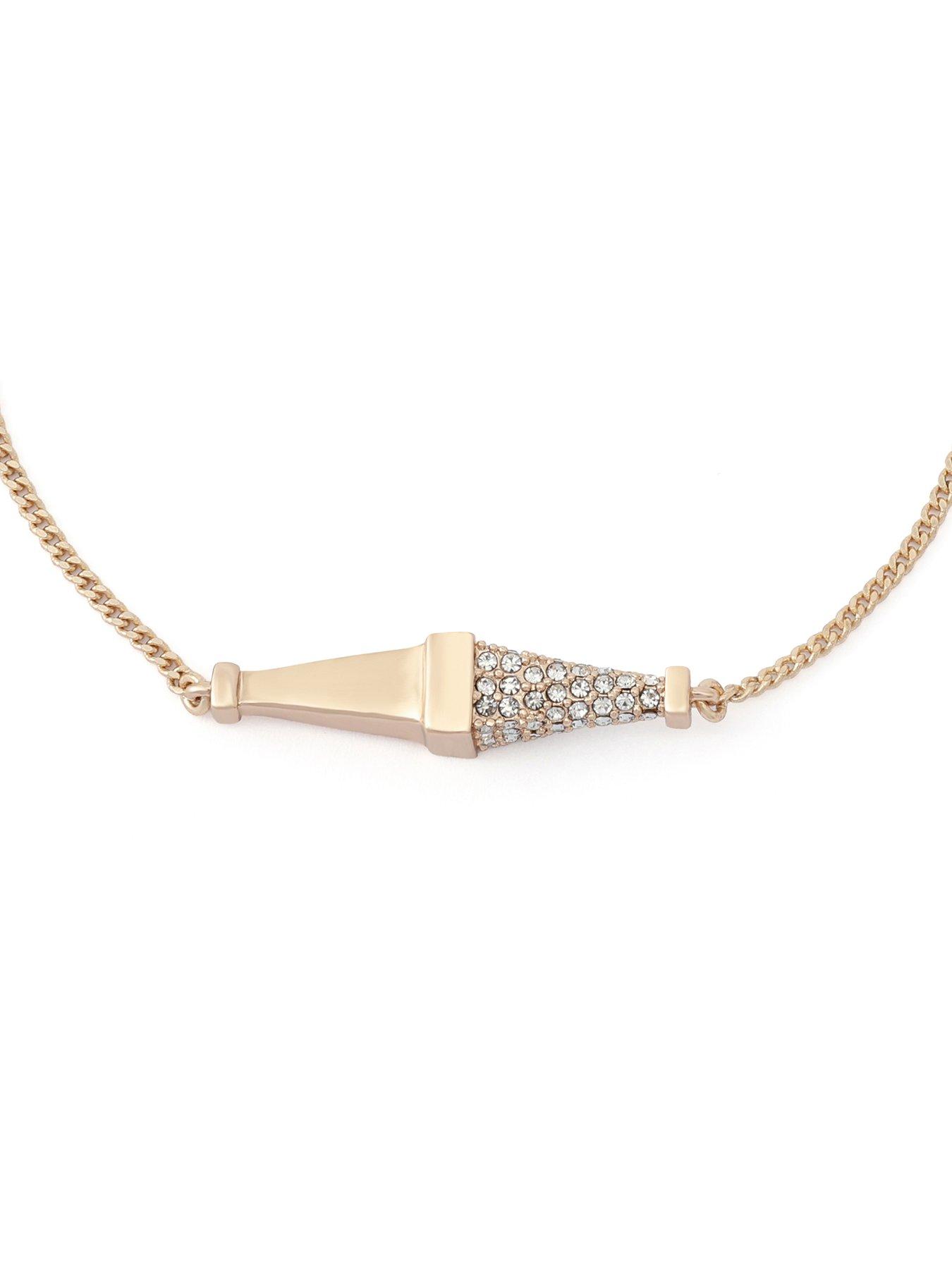 Image 2 of 4 of AllSaints Pave Double Spike Linear Bracelet - Gold