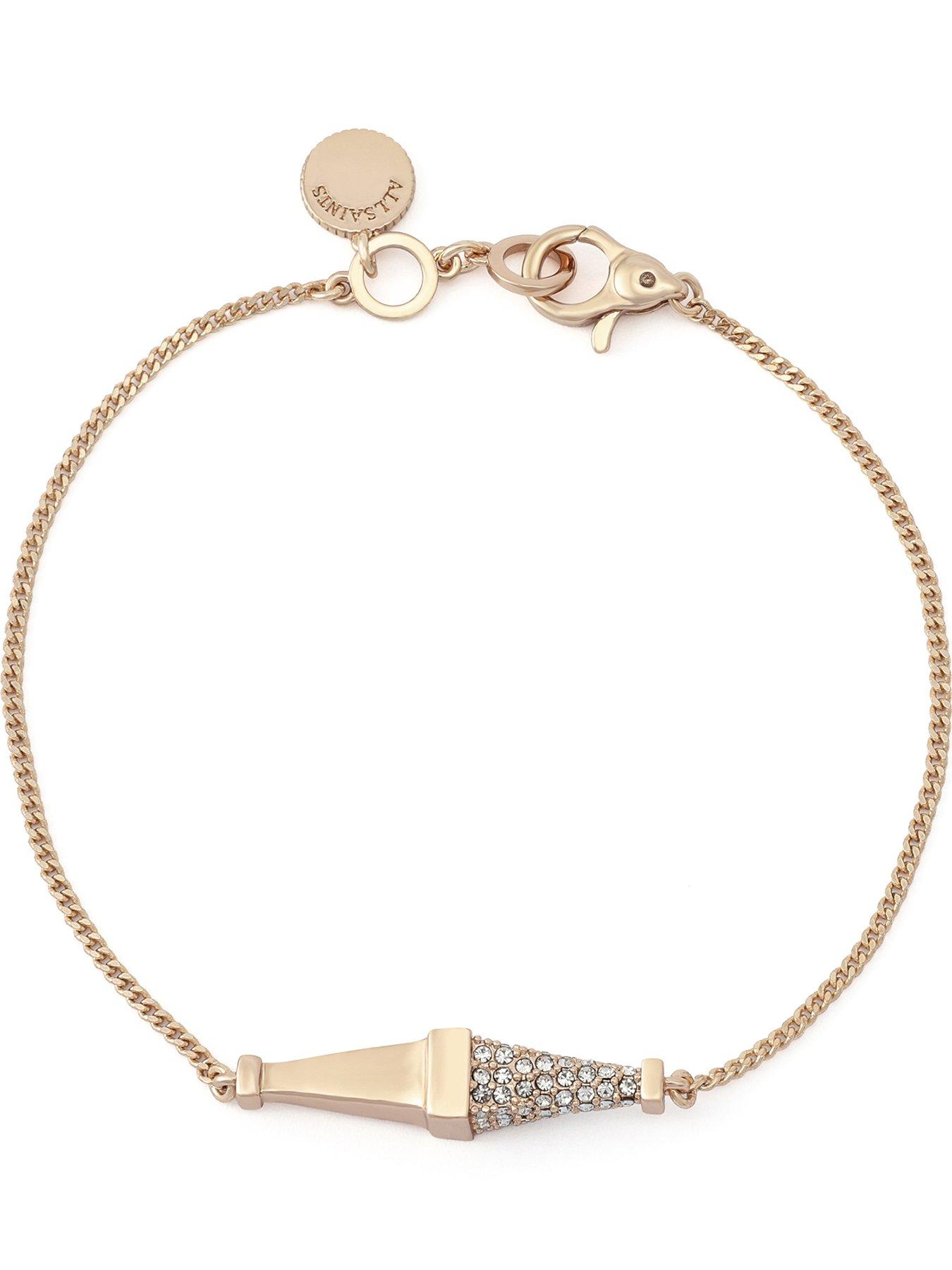 Image 3 of 4 of AllSaints Pave Double Spike Linear Bracelet - Gold