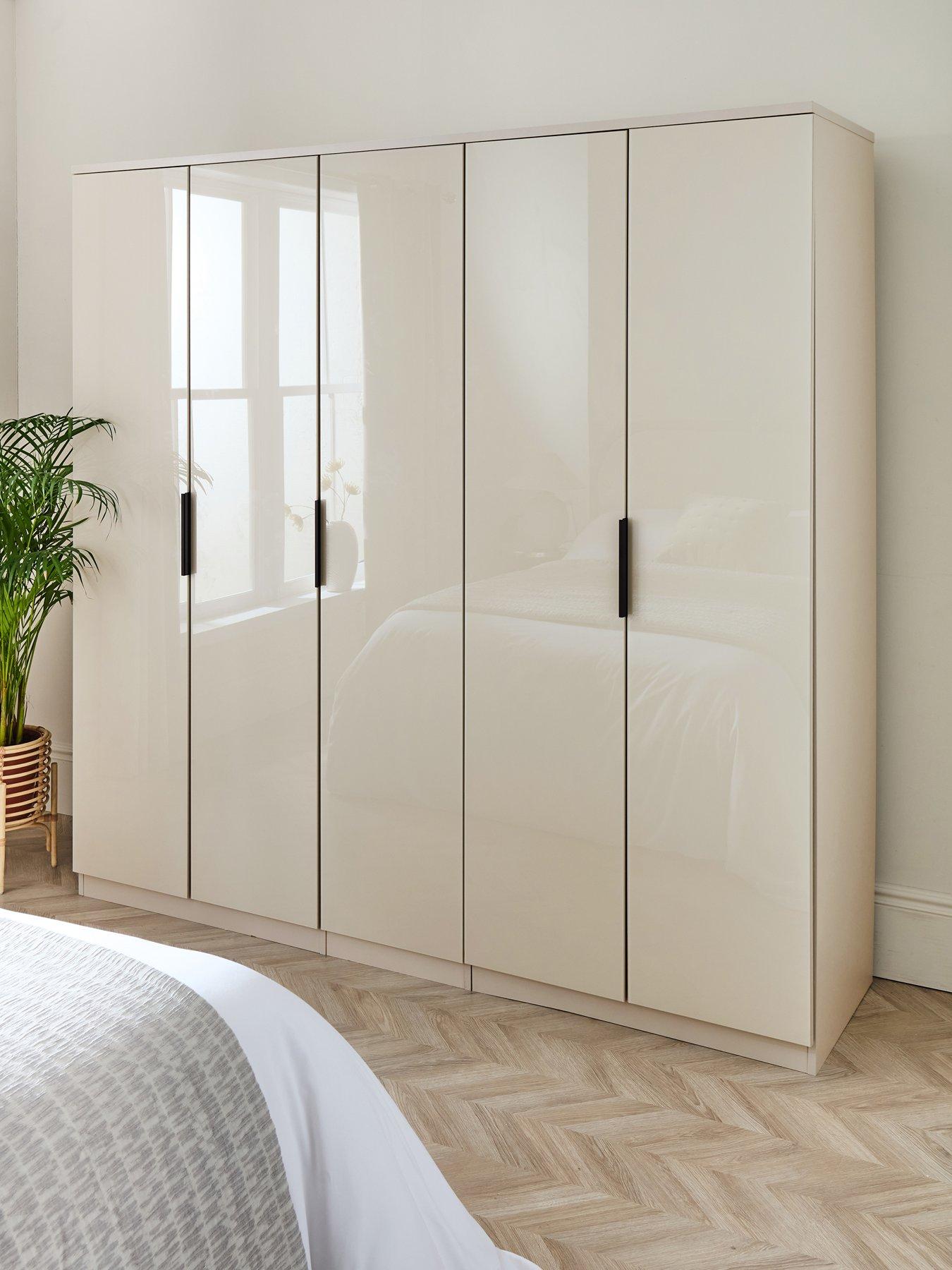 The Very Collection Palma Glass 5 Door Wardrobe - Oatmeal - FSC® Certified