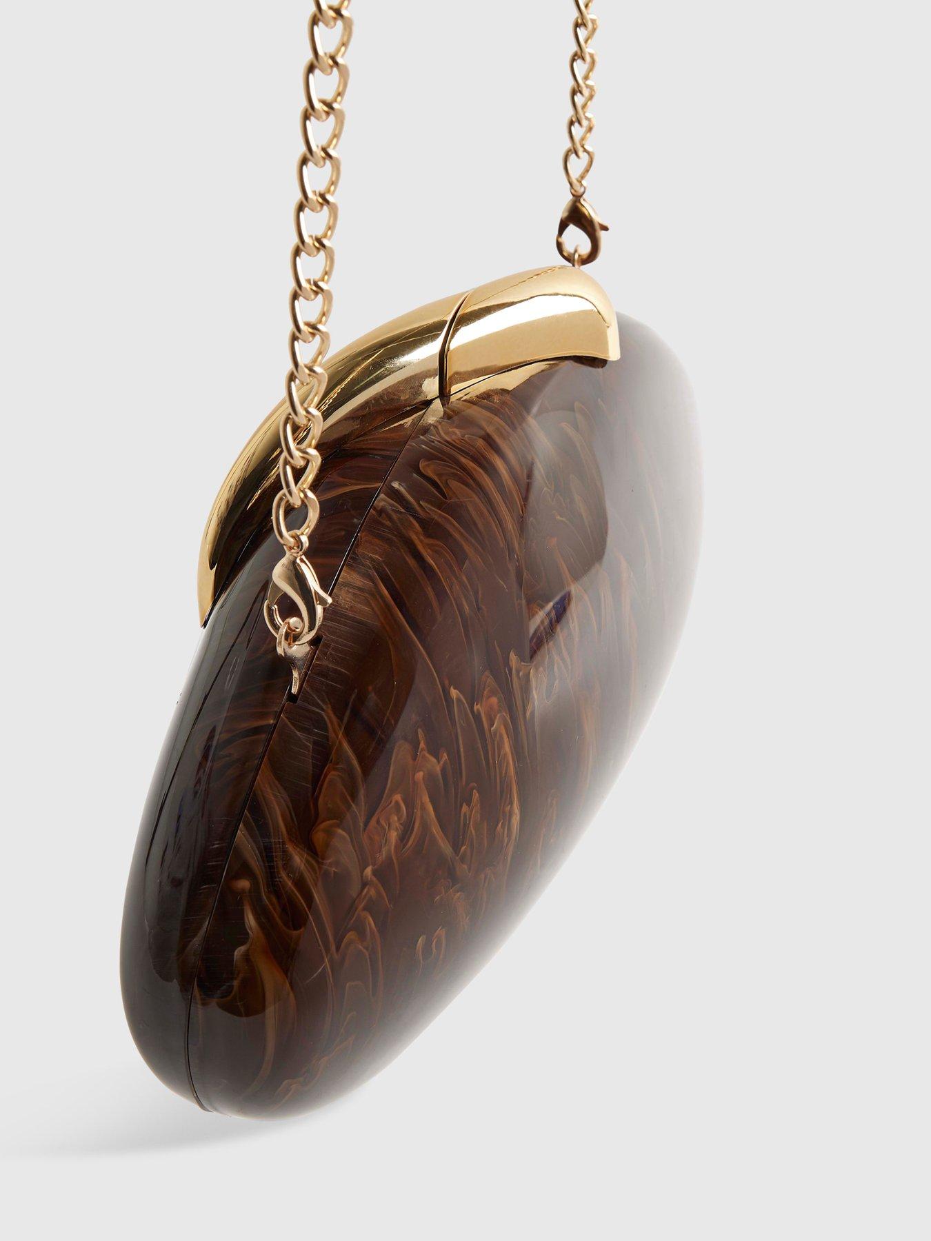 Image 3 of 5 of River Island Marble Pebble Box Clutch Bag - Brown