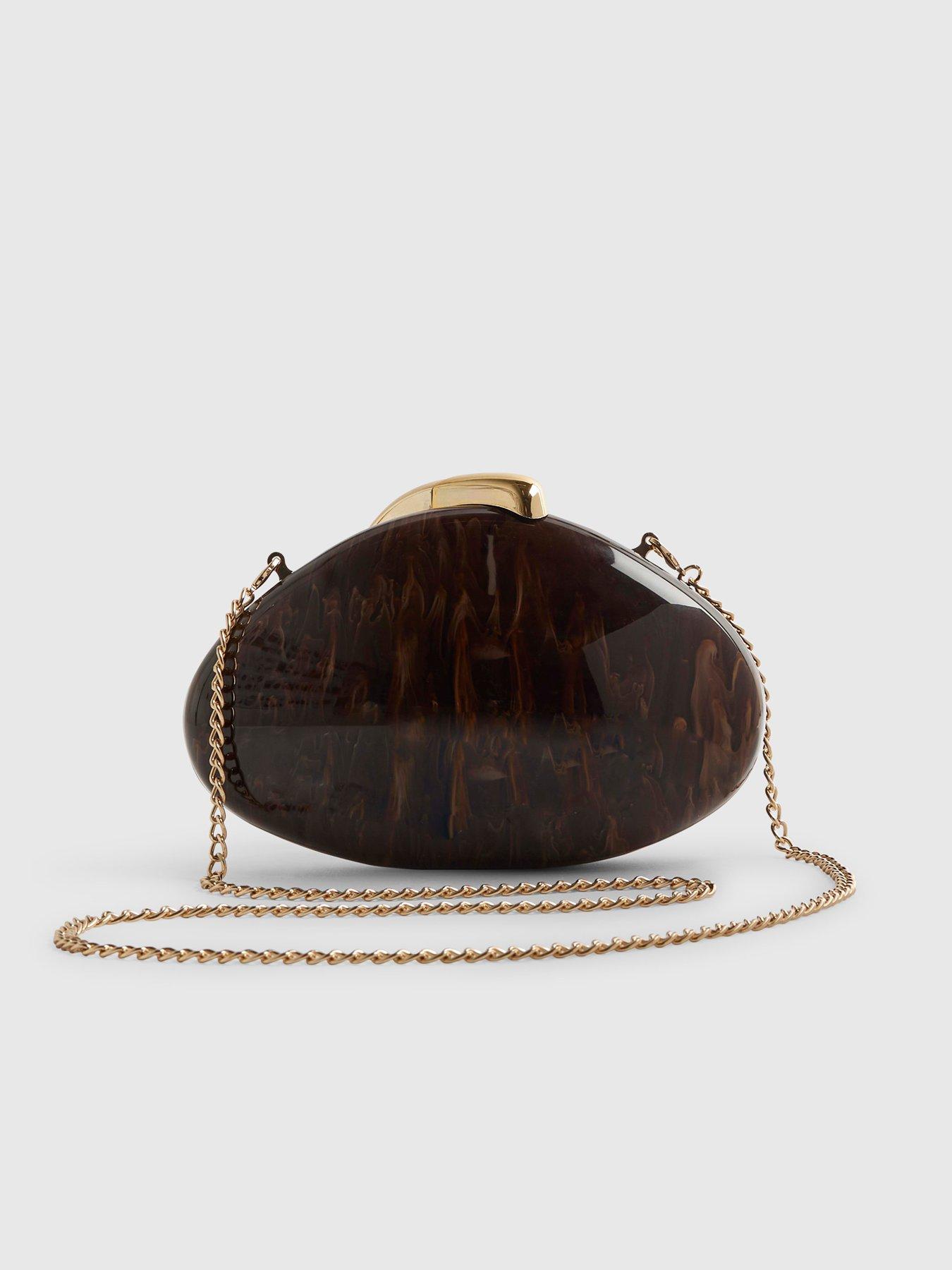 Image 4 of 5 of River Island Marble Pebble Box Clutch Bag - Brown