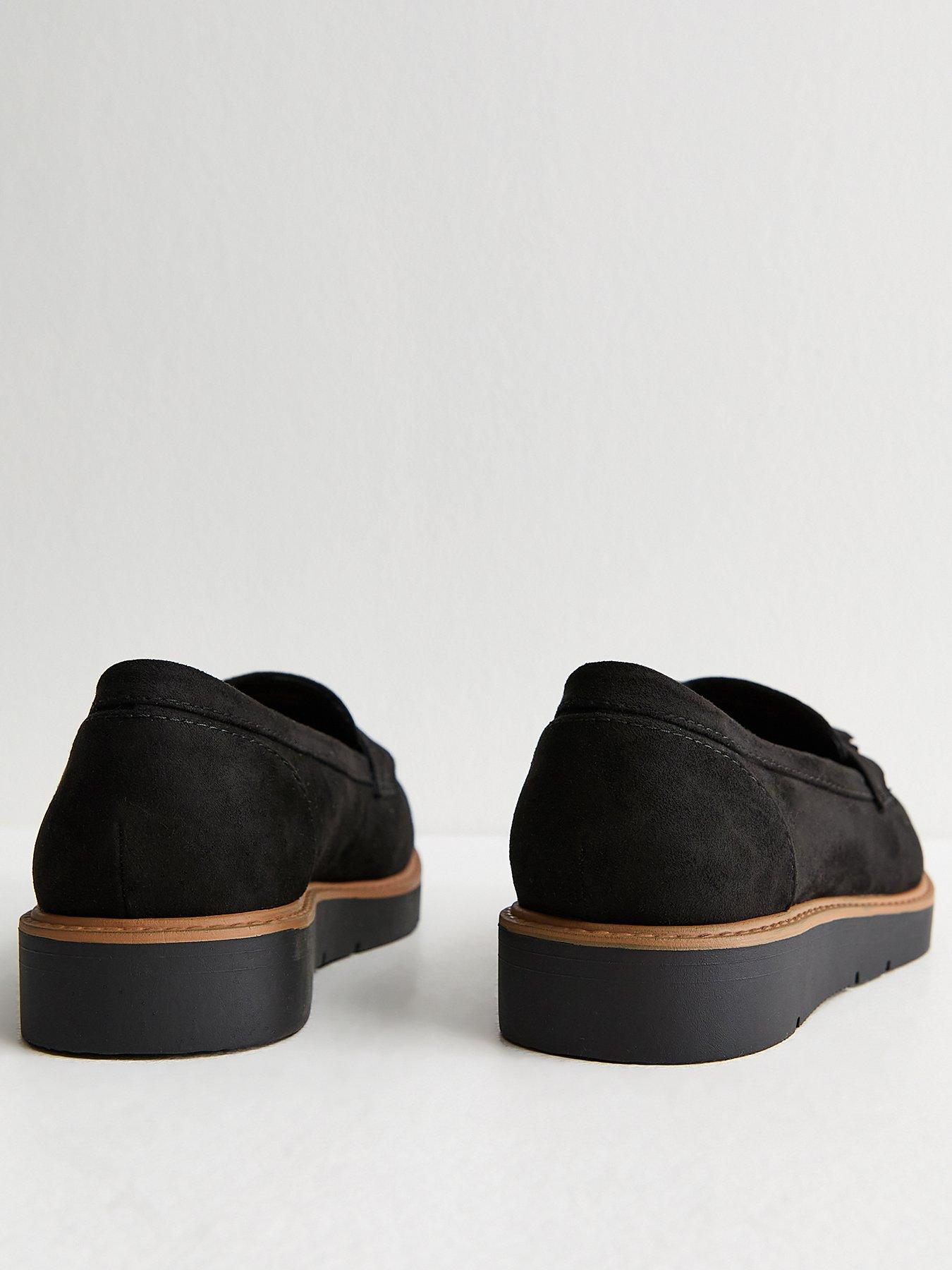 Image 3 of 5 of New Look Wide Fit Black Faux Suede Flatform Loafers