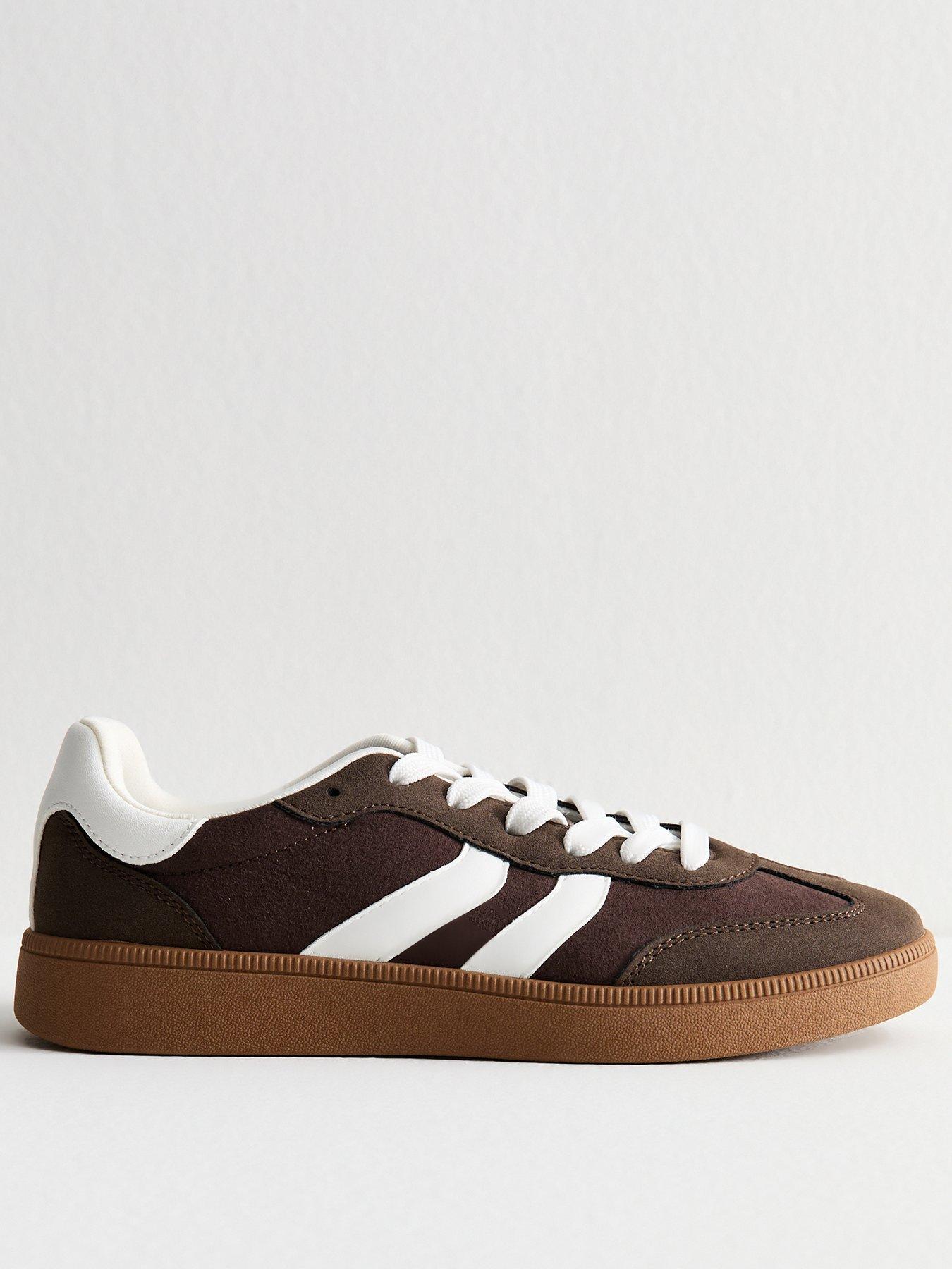 New Look Brown Faux Suede Contrast Panelled Lace Up Trainers