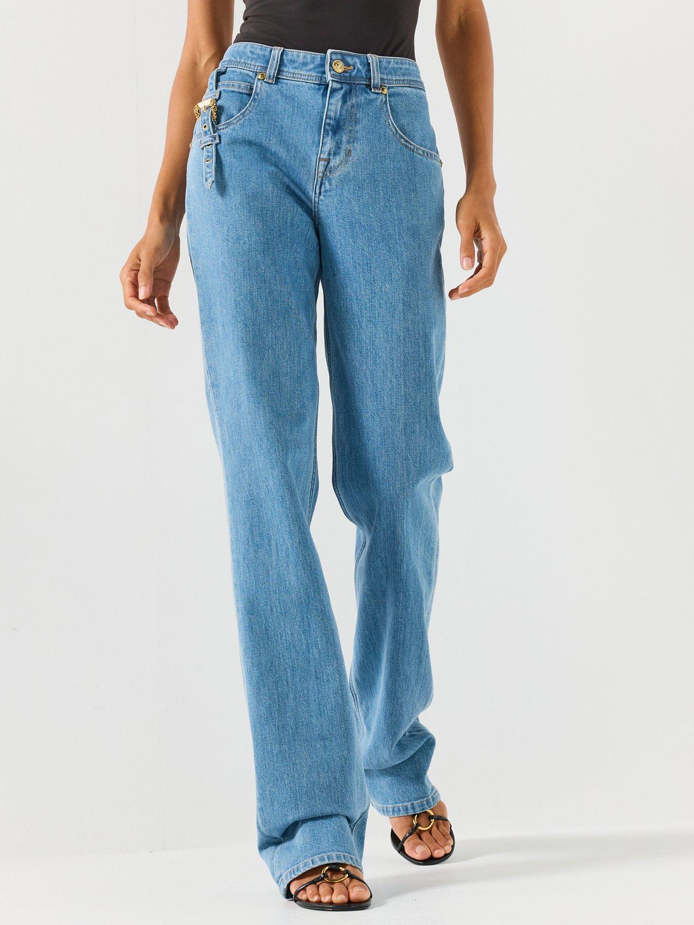 Versace Jeans Couture Wide Leg Charm Detail Jeans - Blue