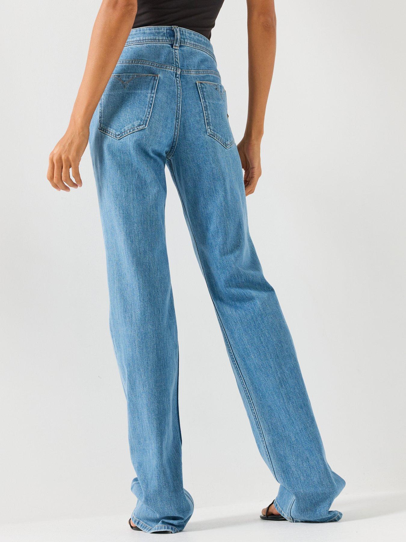 Image 2 of 6 of Versace Jeans Couture Wide Leg Charm Detail Jeans&nbsp;- Blue