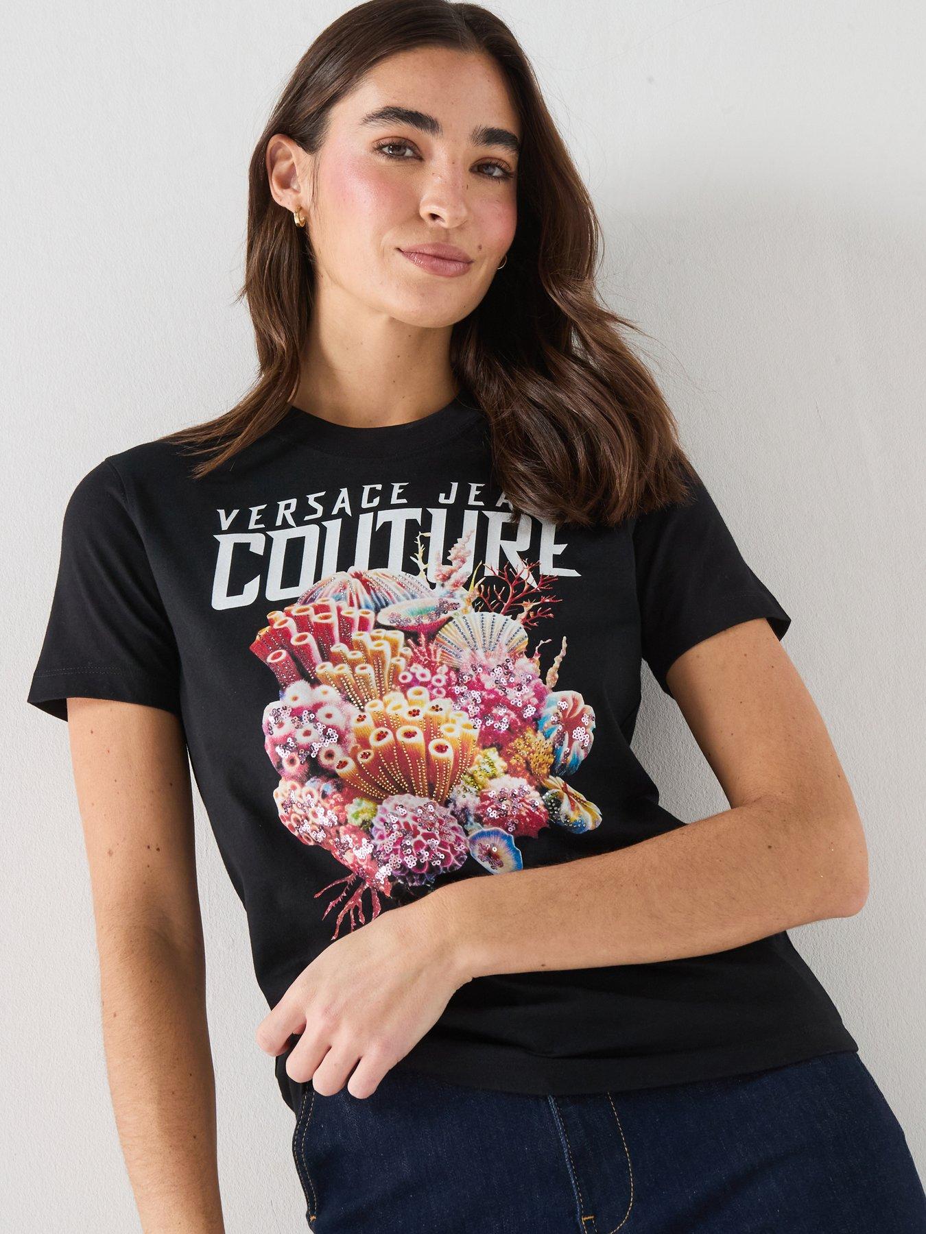 Versace Jeans Couture 80Dp613 R Sea Life Strass T-Shirt - Black