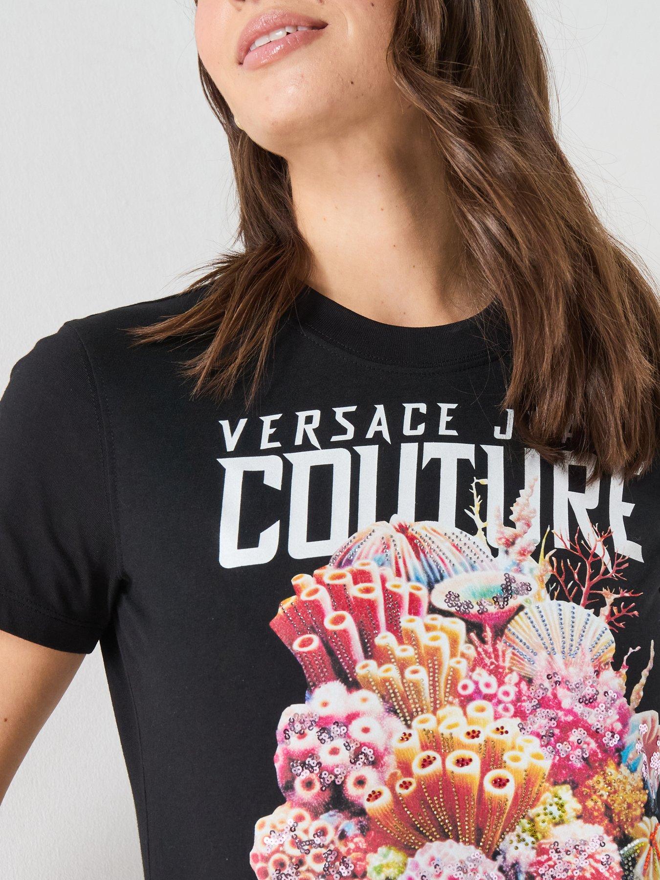 Image 6 of 6 of Versace Jeans Couture 80Dp613 R Sea Life Strass T-Shirt - Black
