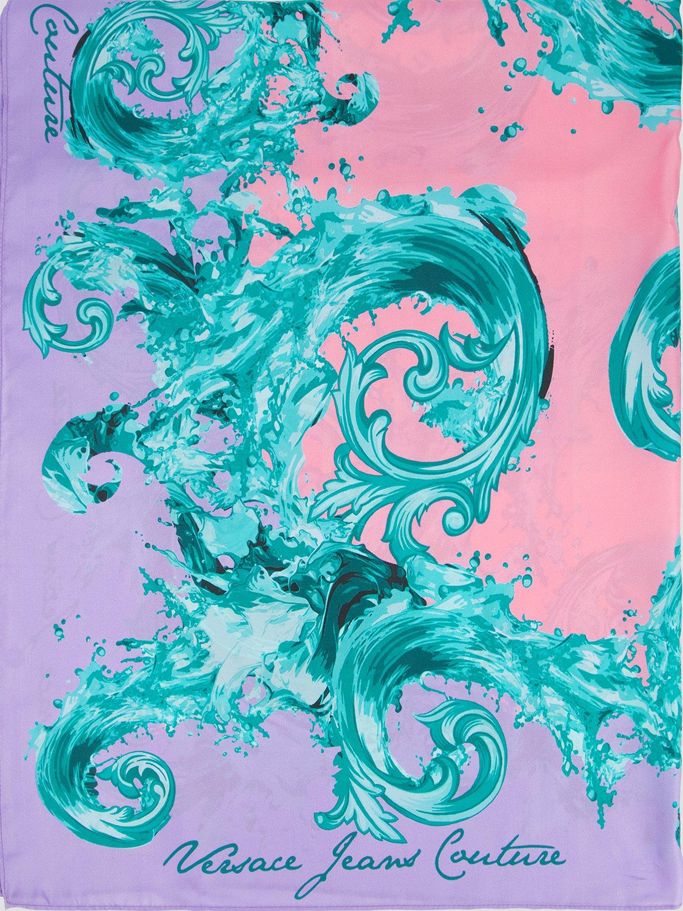Versace Jeans Couture Printed Silk Twill Foulard Scarf - Purple