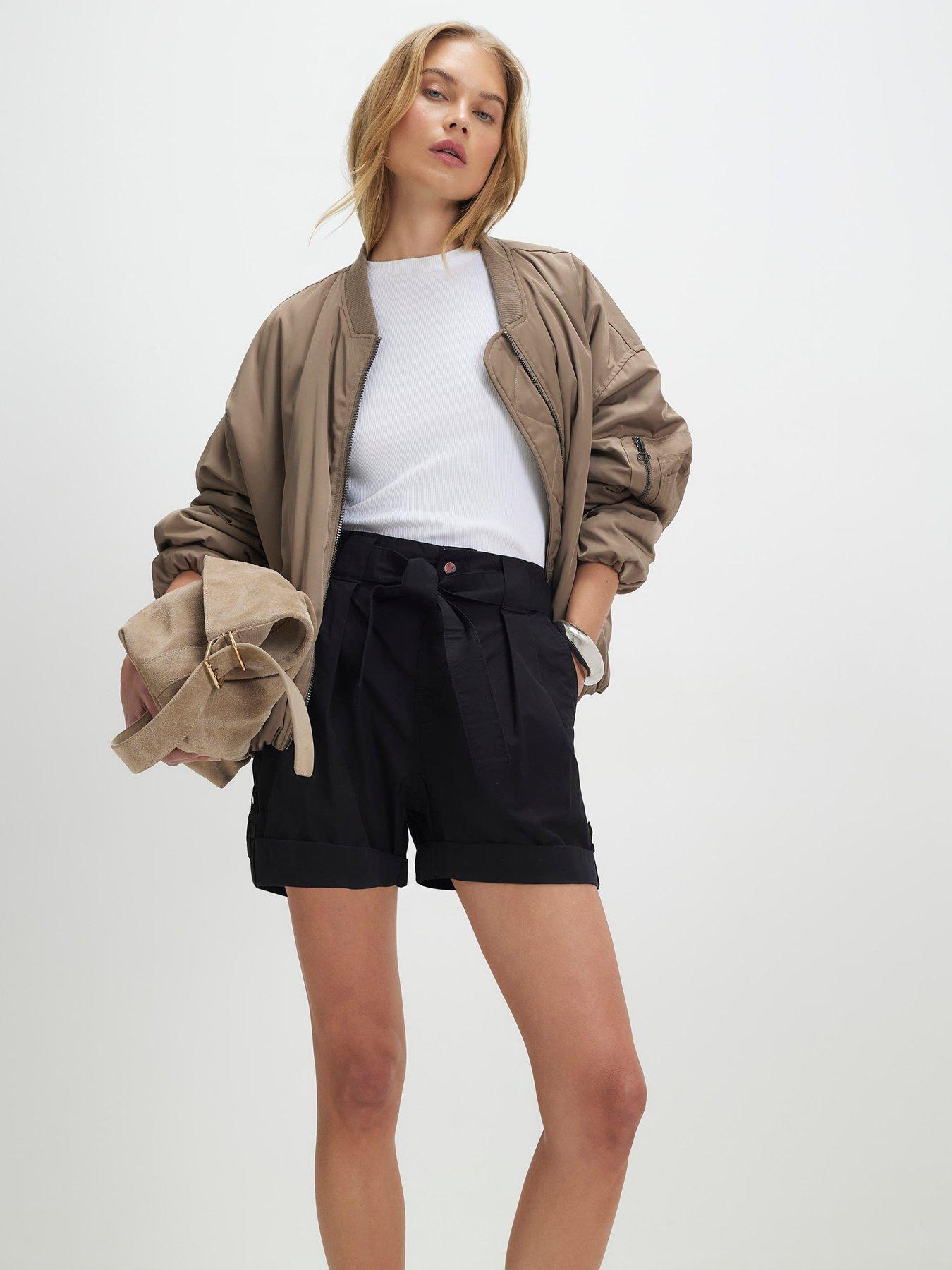 river-island-self-belt-rolled-hem-short-blackfront