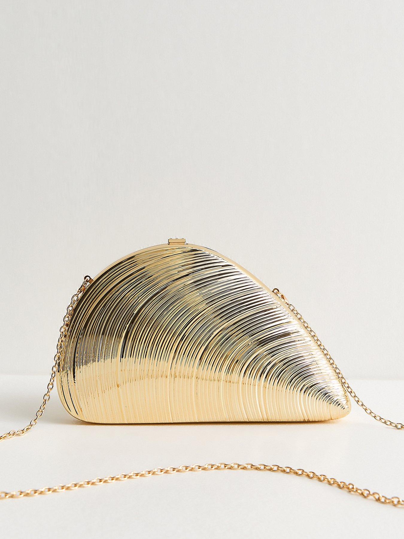 new-look-gold-tone-clam-shell-box-clutchfront