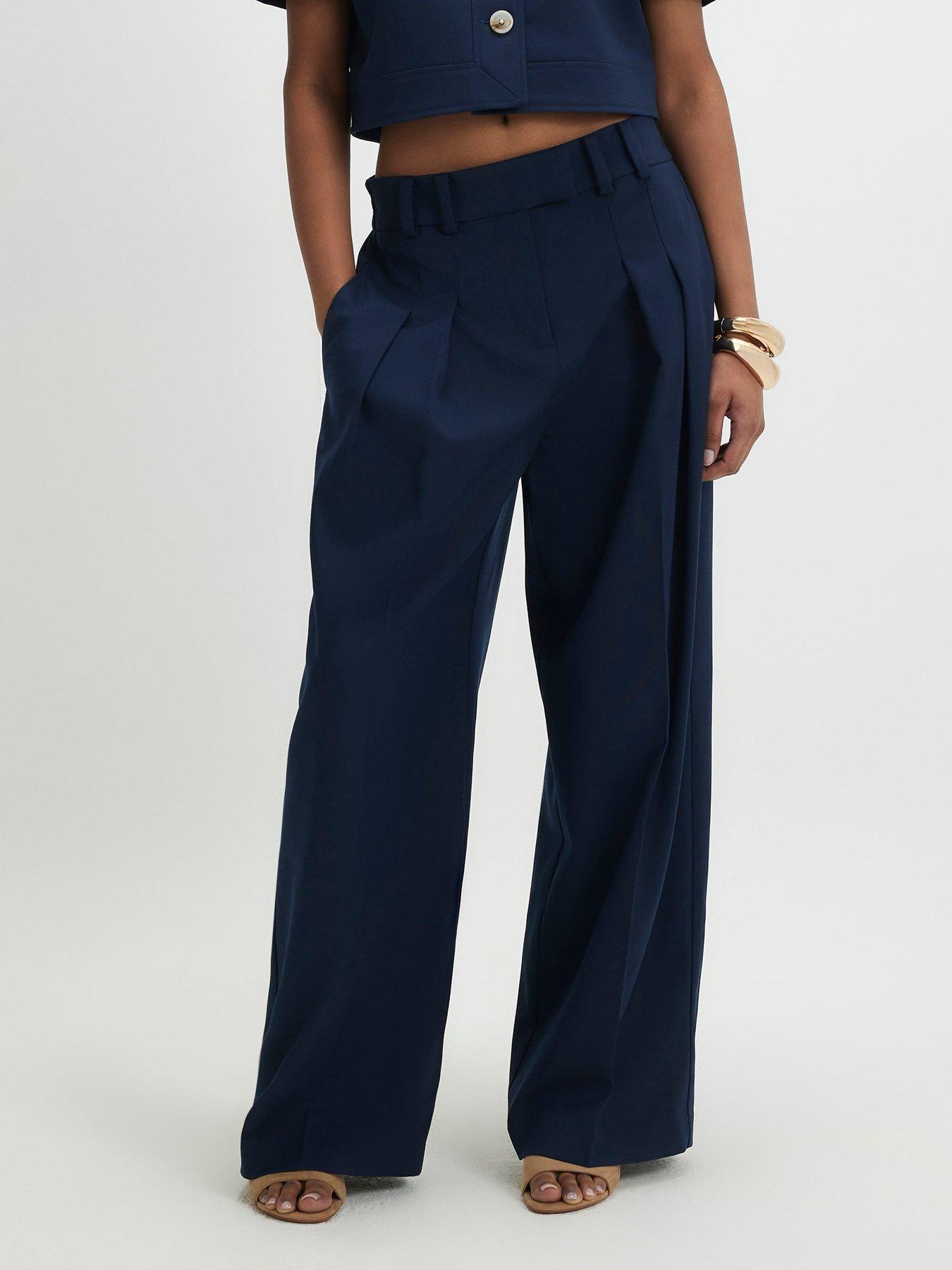 Image 1 of 4 of River Island High Waisted Wide Leg Trouser - Blue