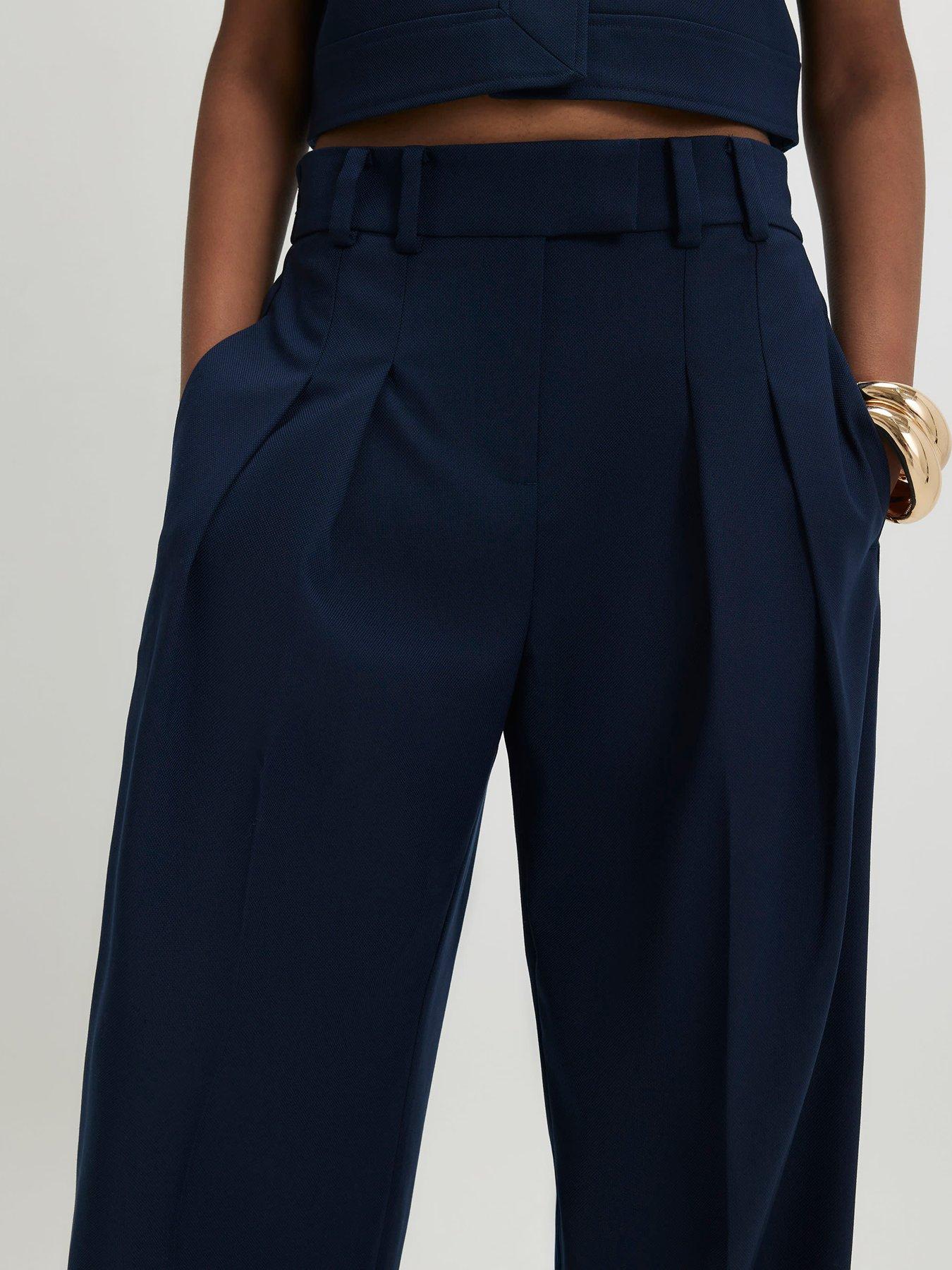 Image 4 of 4 of River Island High Waisted Wide Leg Trouser - Blue