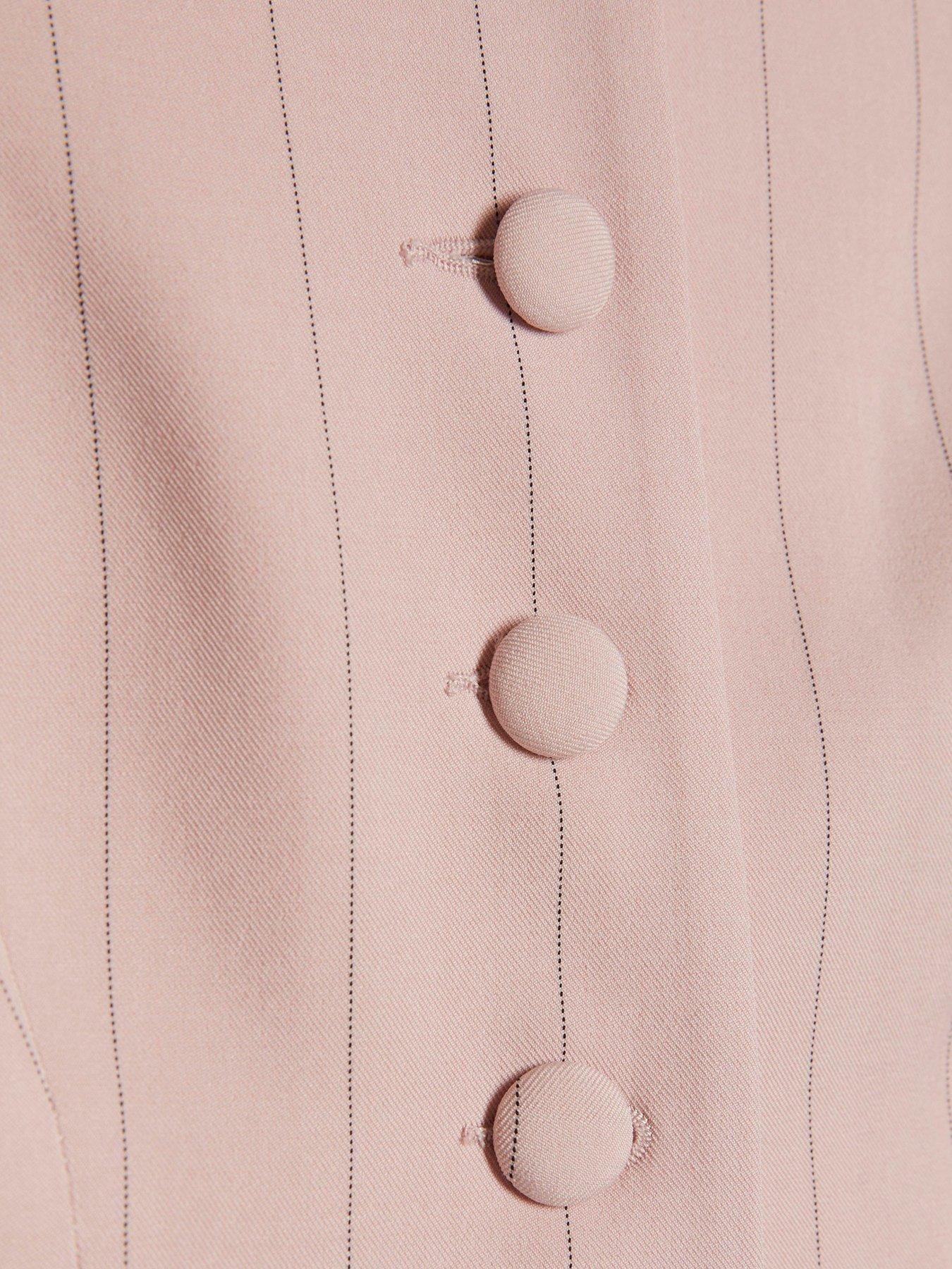 Image 6 of 6 of River Island Stripe Longline Waistcoat Co-ord - Pink