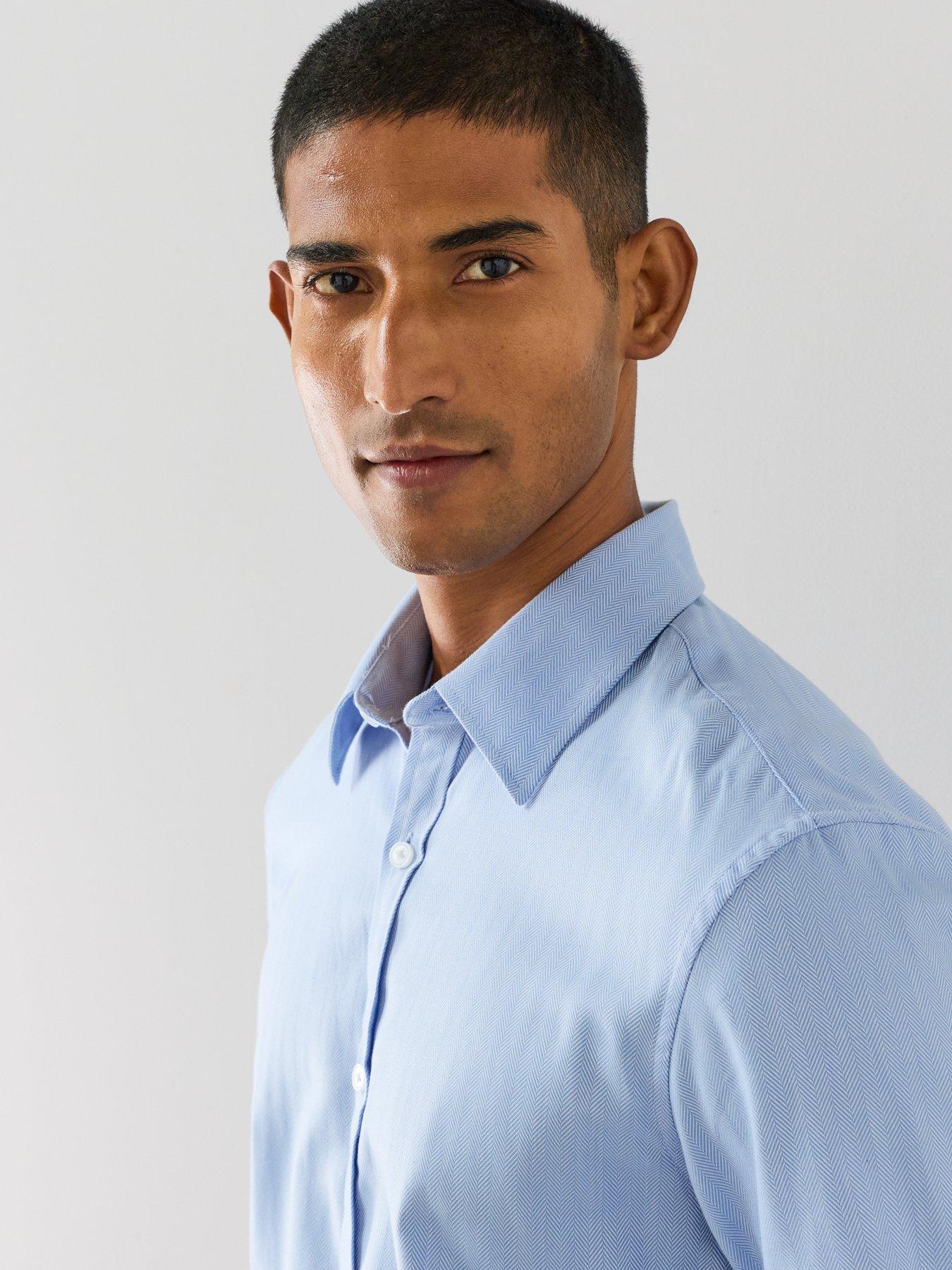 Image 4 of 7 of The Very Collection Long Sleeve Premium Formal Shirt - Light Blue