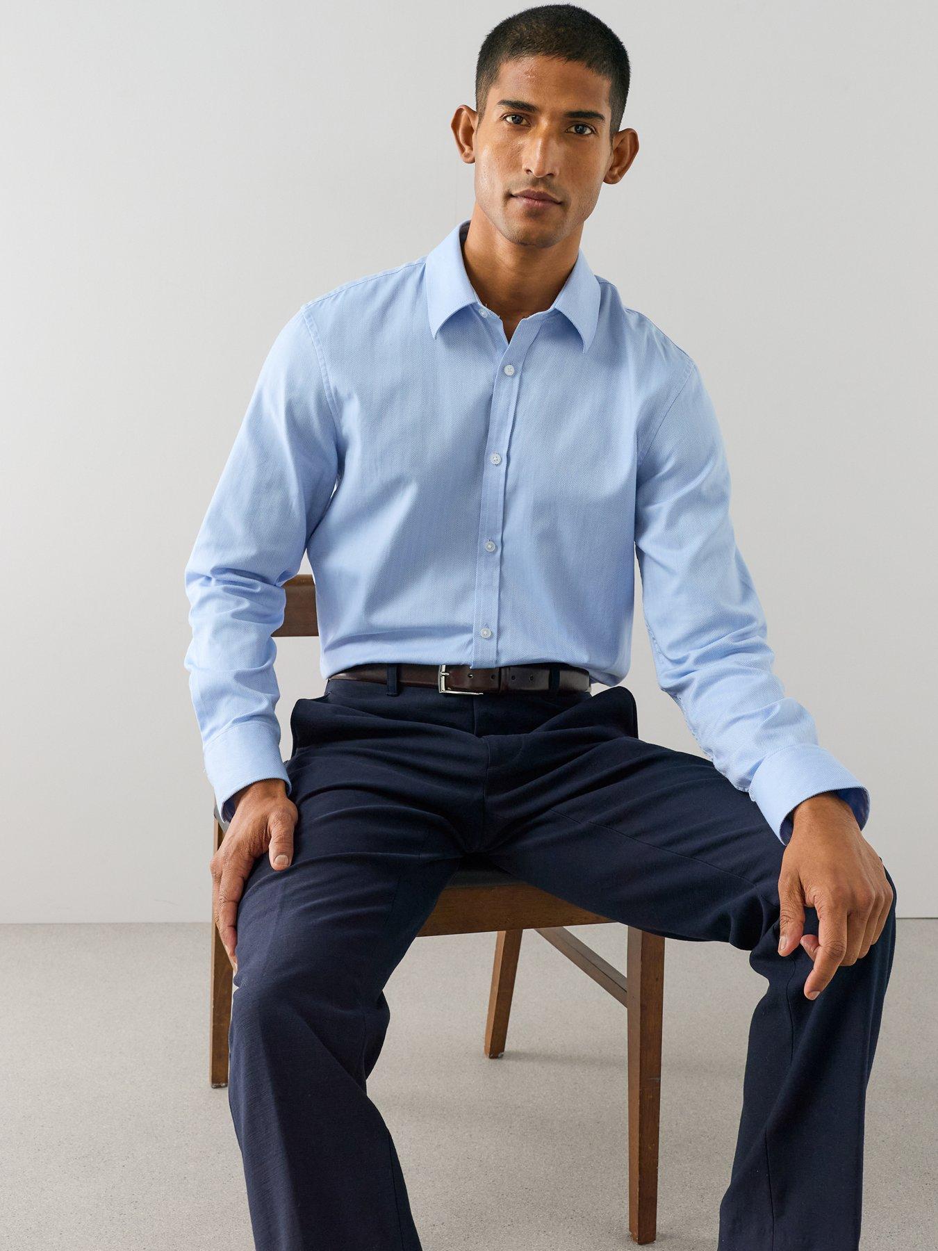 Image 5 of 7 of The Very Collection Long Sleeve Premium Formal Shirt - Light Blue