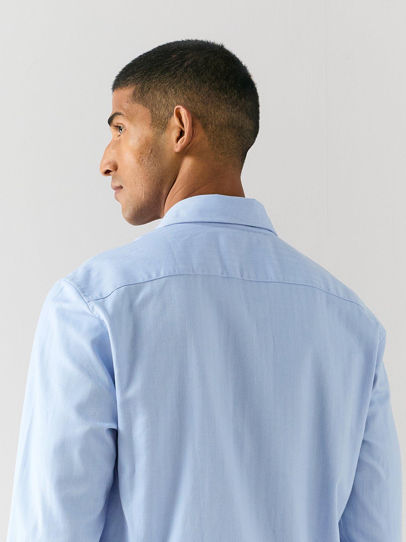 Image 6 of 7 of The Very Collection Long Sleeve Premium Formal Shirt - Light Blue