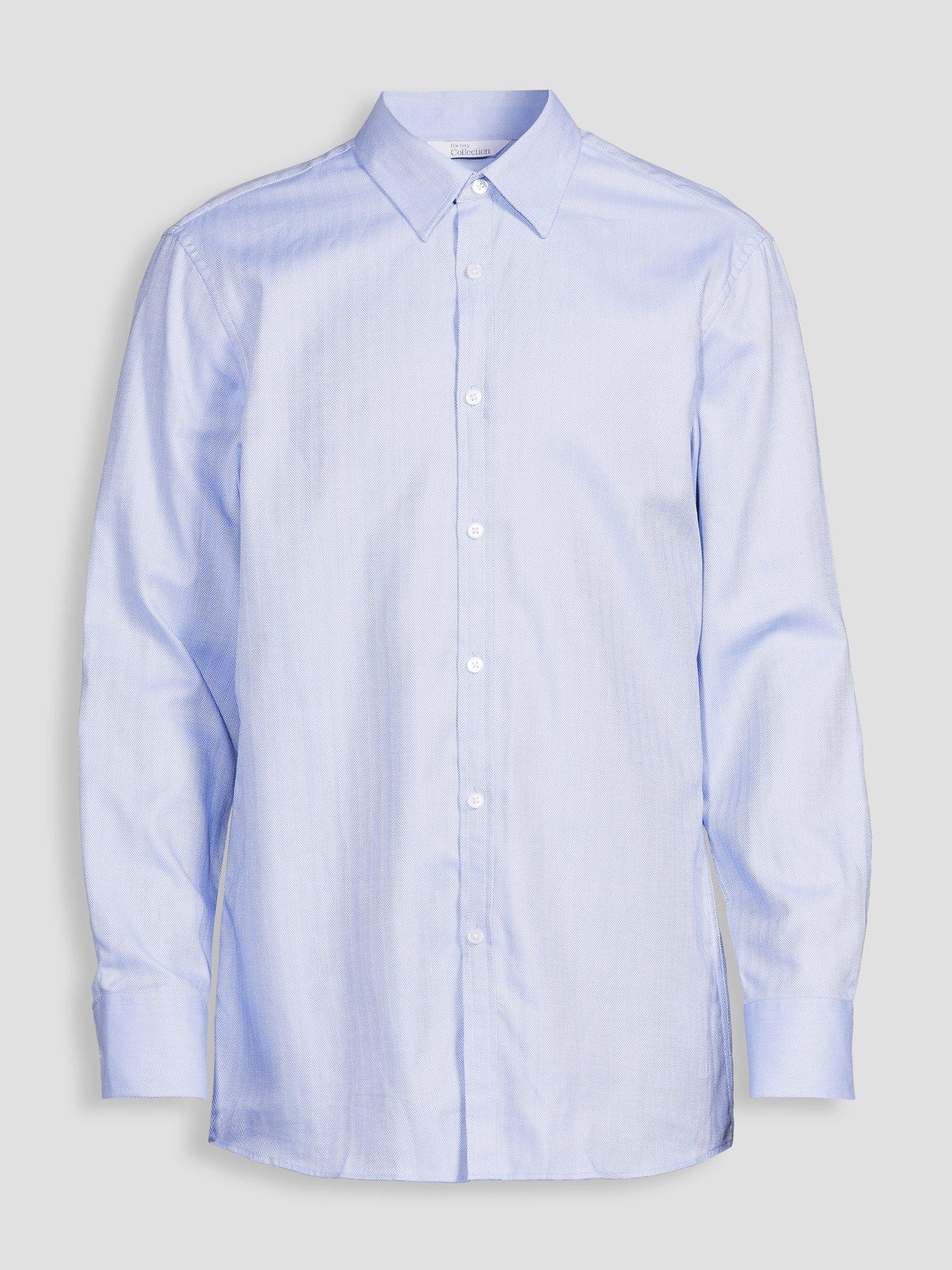 Image 7 of 7 of The Very Collection Long Sleeve Premium Formal Shirt - Light Blue