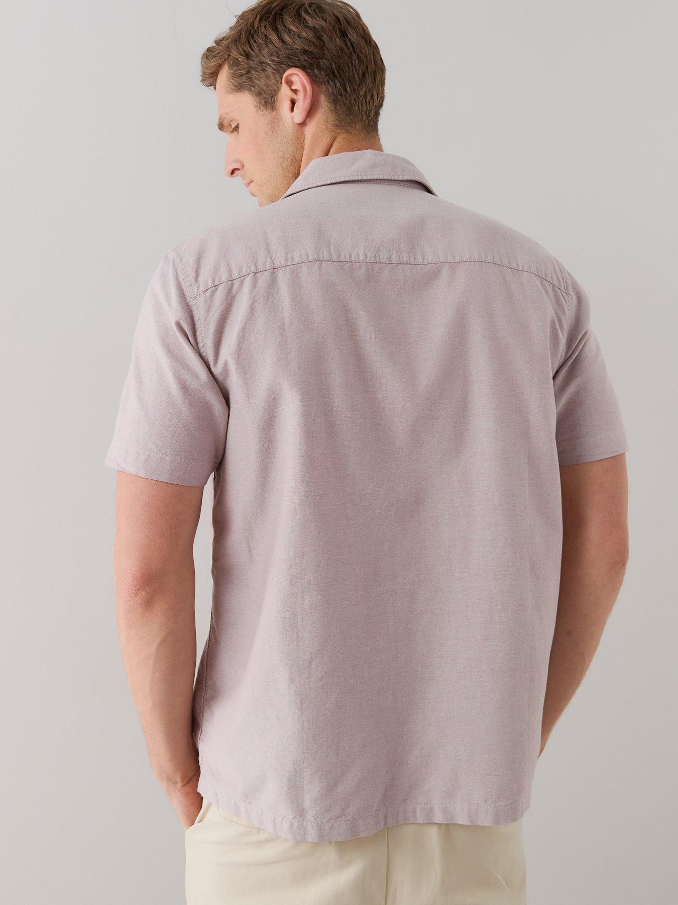 Image 2 of 7 of The Very Collection Short Sleeve Revere Collar Oxford Shirt - Pink Marl