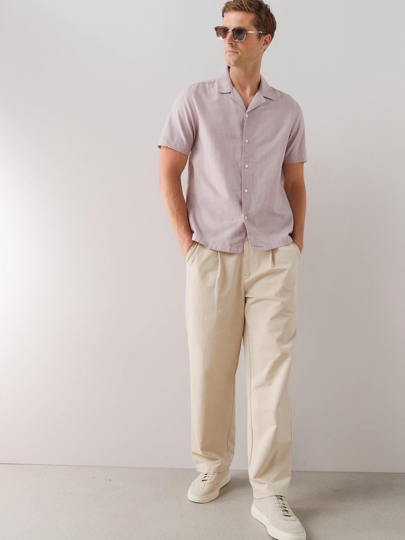 Image 3 of 7 of The Very Collection Short Sleeve Revere Collar Oxford Shirt - Pink Marl