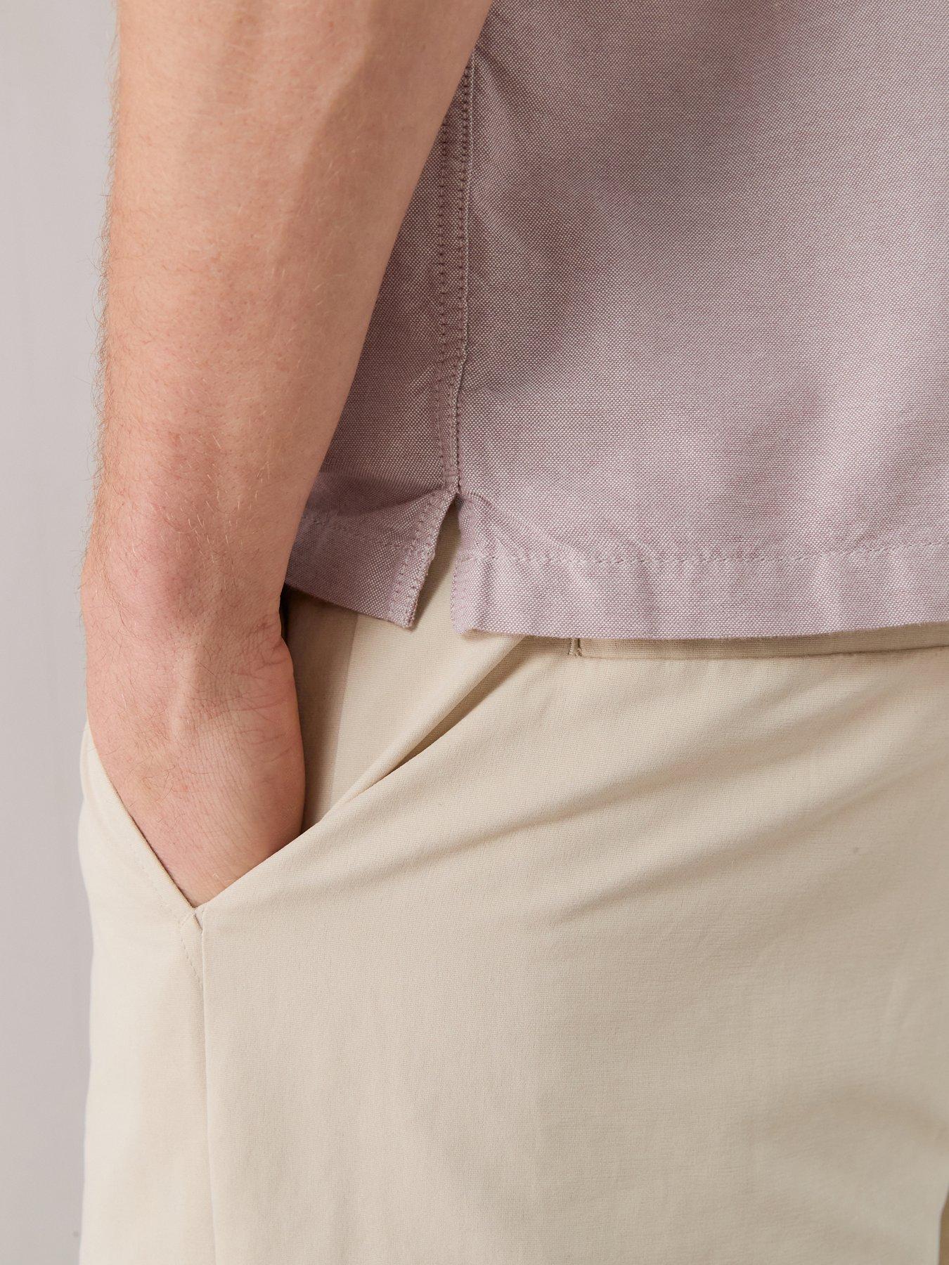 Image 5 of 7 of The Very Collection Short Sleeve Revere Collar Oxford Shirt - Pink Marl