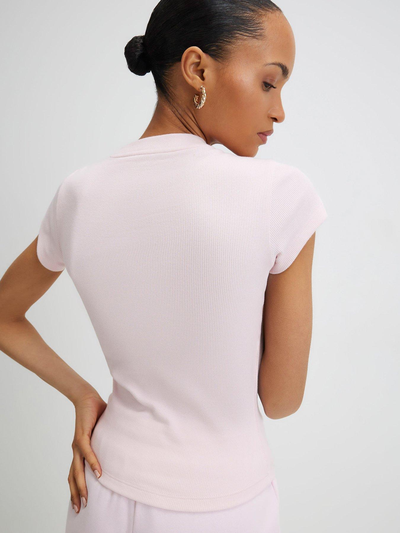 river-island-short-sleeve-fitted-ribbed-top-pinkstillFront