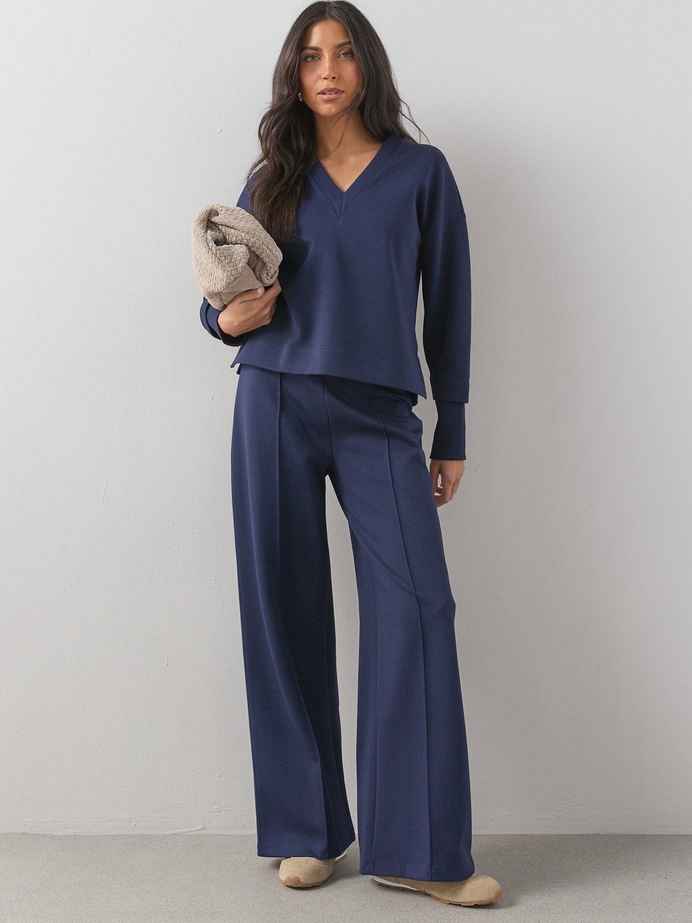the-very-collection-soft-touch-v-neck-collared-deep-cuff-sweatshirt-co-ord-blueback