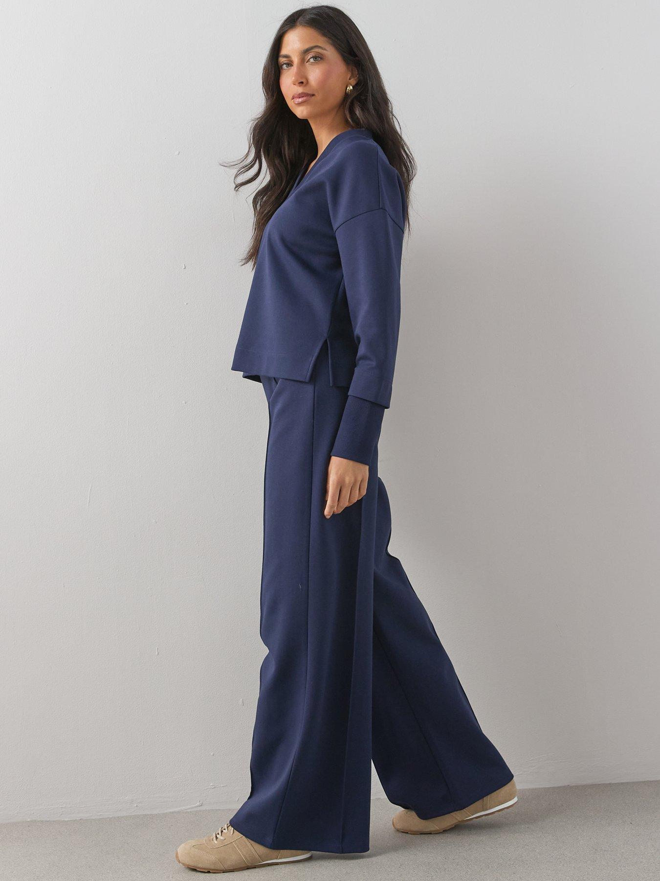 the-very-collection-soft-touch-v-neck-collared-deep-cuff-sweatshirt-co-ord-bluedetail
