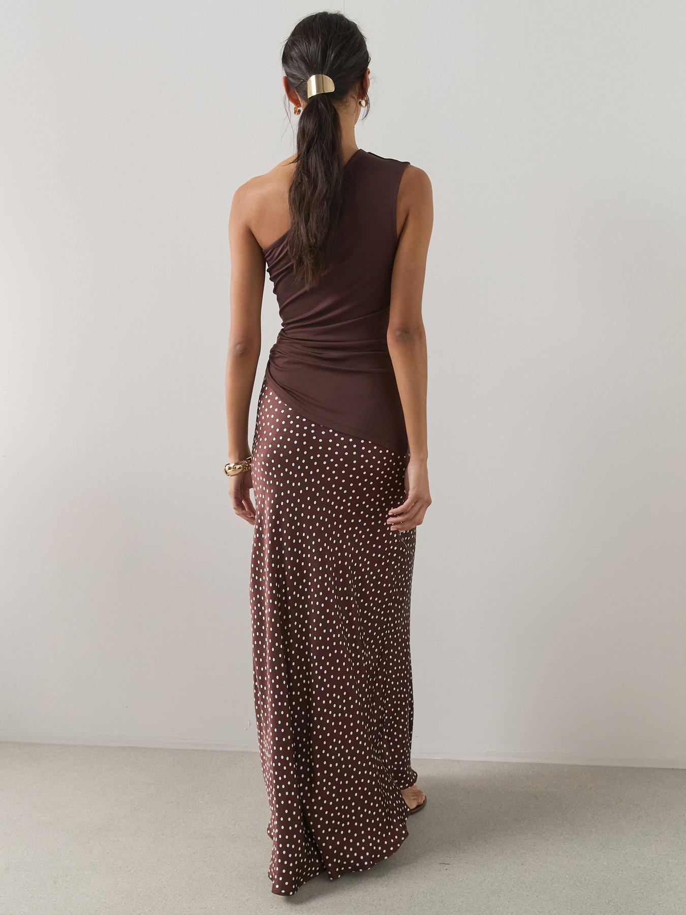 Image 2 of 6 of The Very Collection One Shoulder Trim Detail Asymmetric Top - Brown
