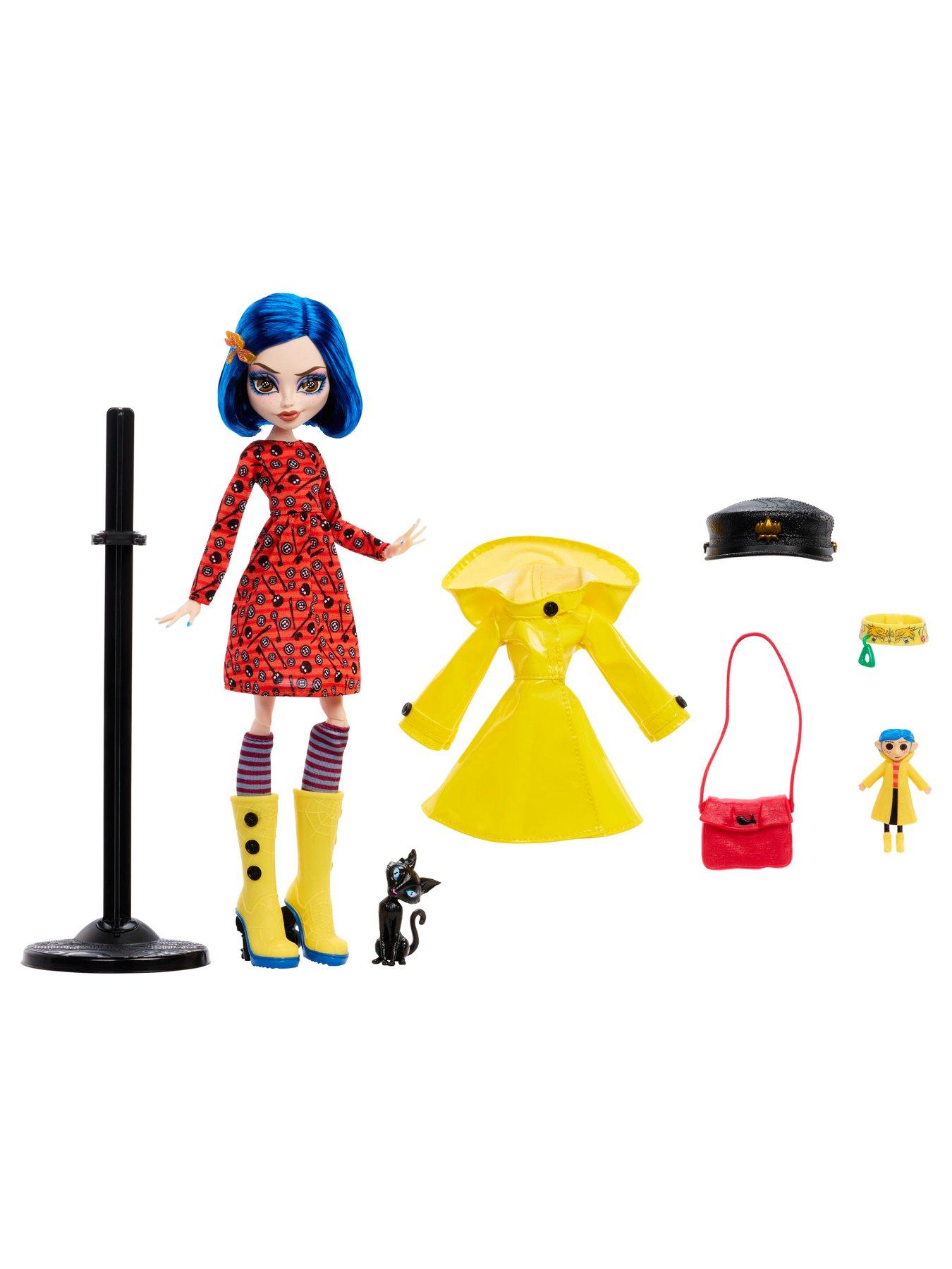 Image 2 of 7 of Monster High Monster High Skullector Coraline Collectible Doll in Yellow Raincoat with Cat