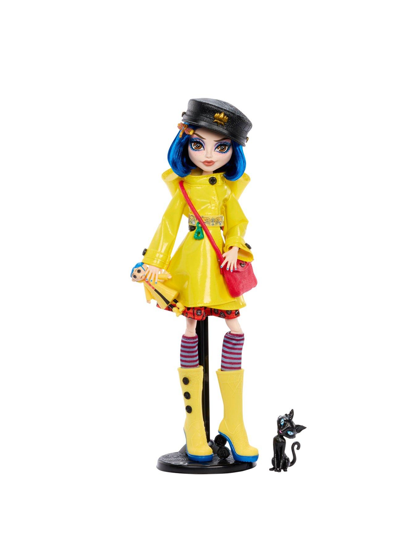 Image 4 of 7 of Monster High Monster High Skullector Coraline Collectible Doll in Yellow Raincoat with Cat