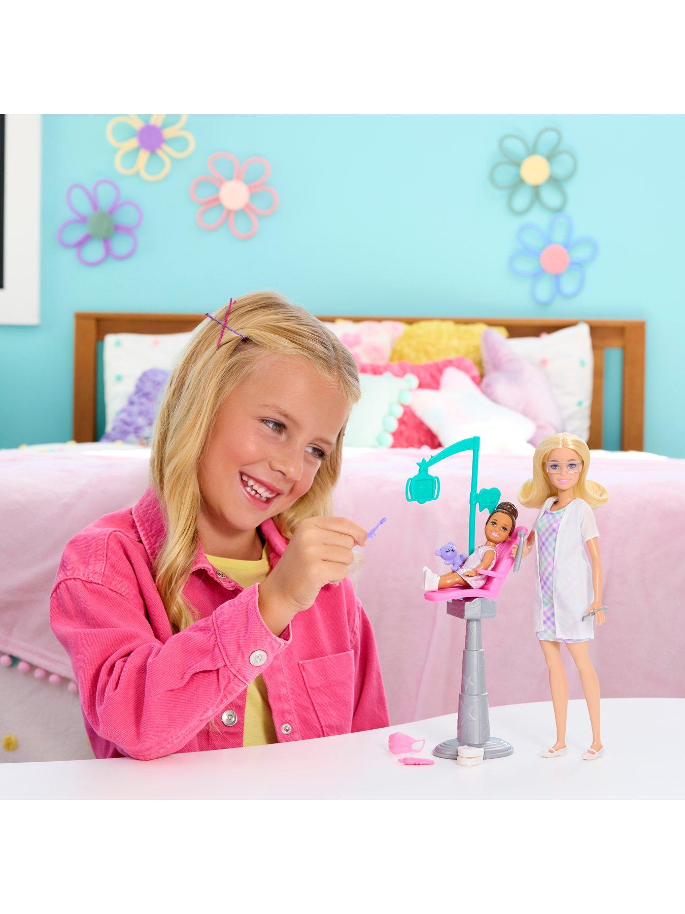 Image 2 of 7 of Barbie Careers Dentist Playset with Blonde Fashion Doll, Small Doll, Examination Chair &amp; Accessories